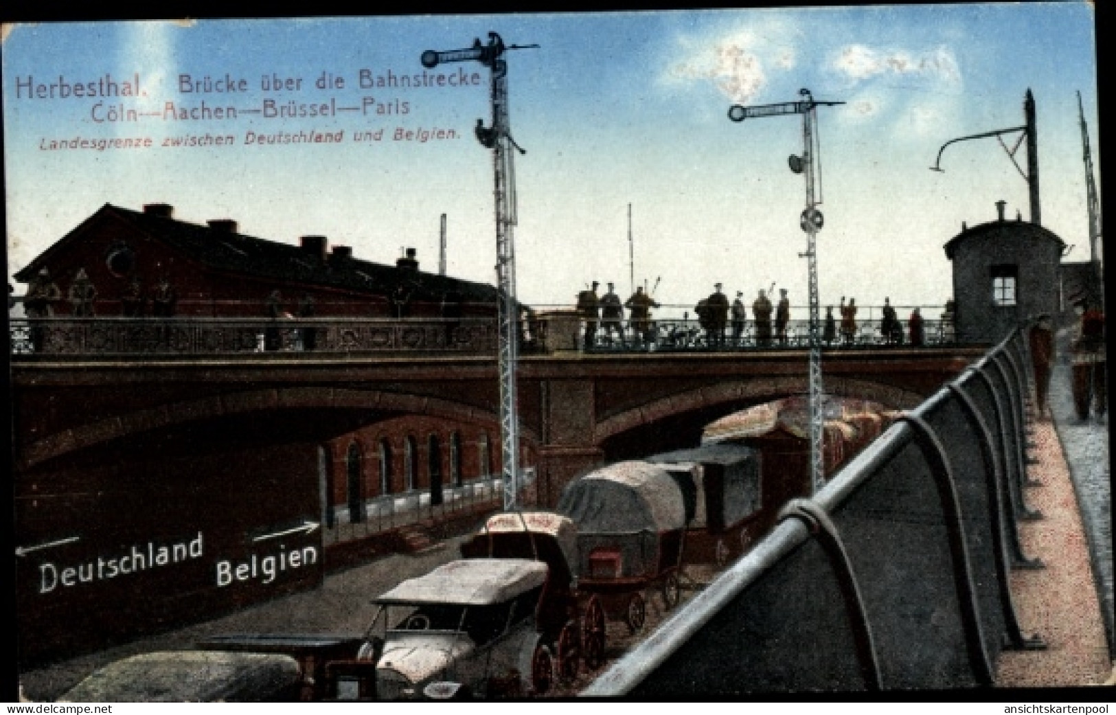CPA Herbesthal Lontzen Wallonien Lüttich, Brücke über die Bahnstrecke Köln, Aachen, Brüssel, Paris