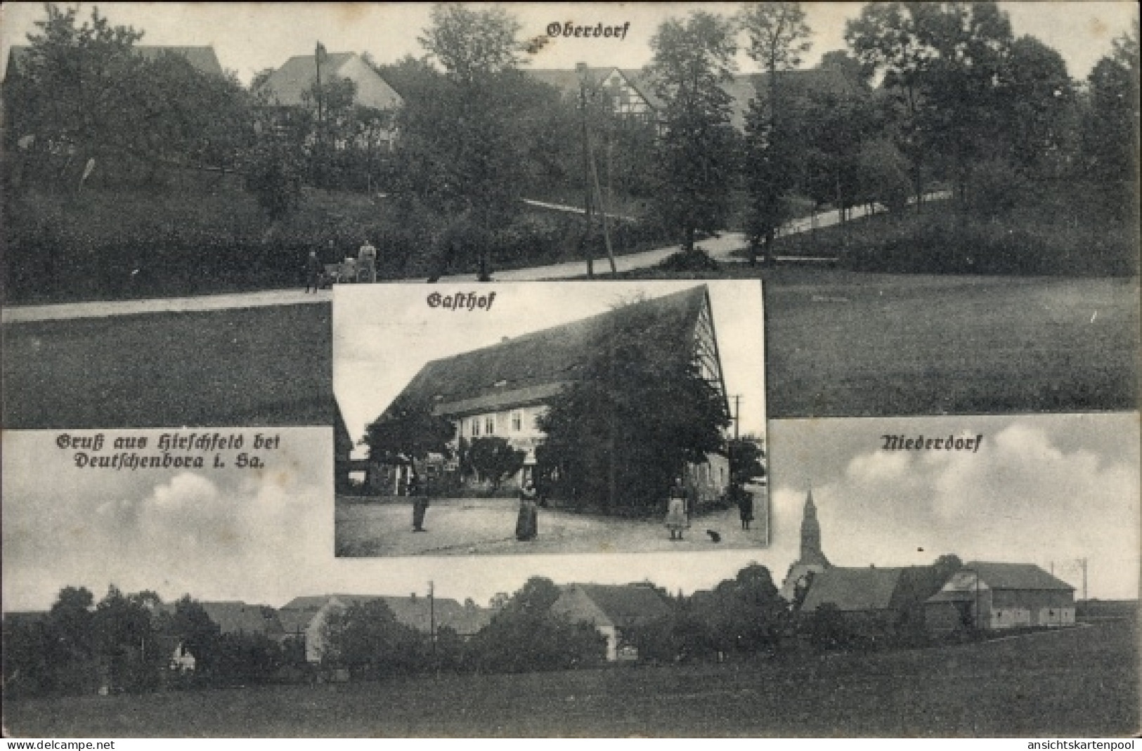 CPA Hirschfeld Reinsberg Sachsen, Oberdorf, Niederdorf, Gasthof