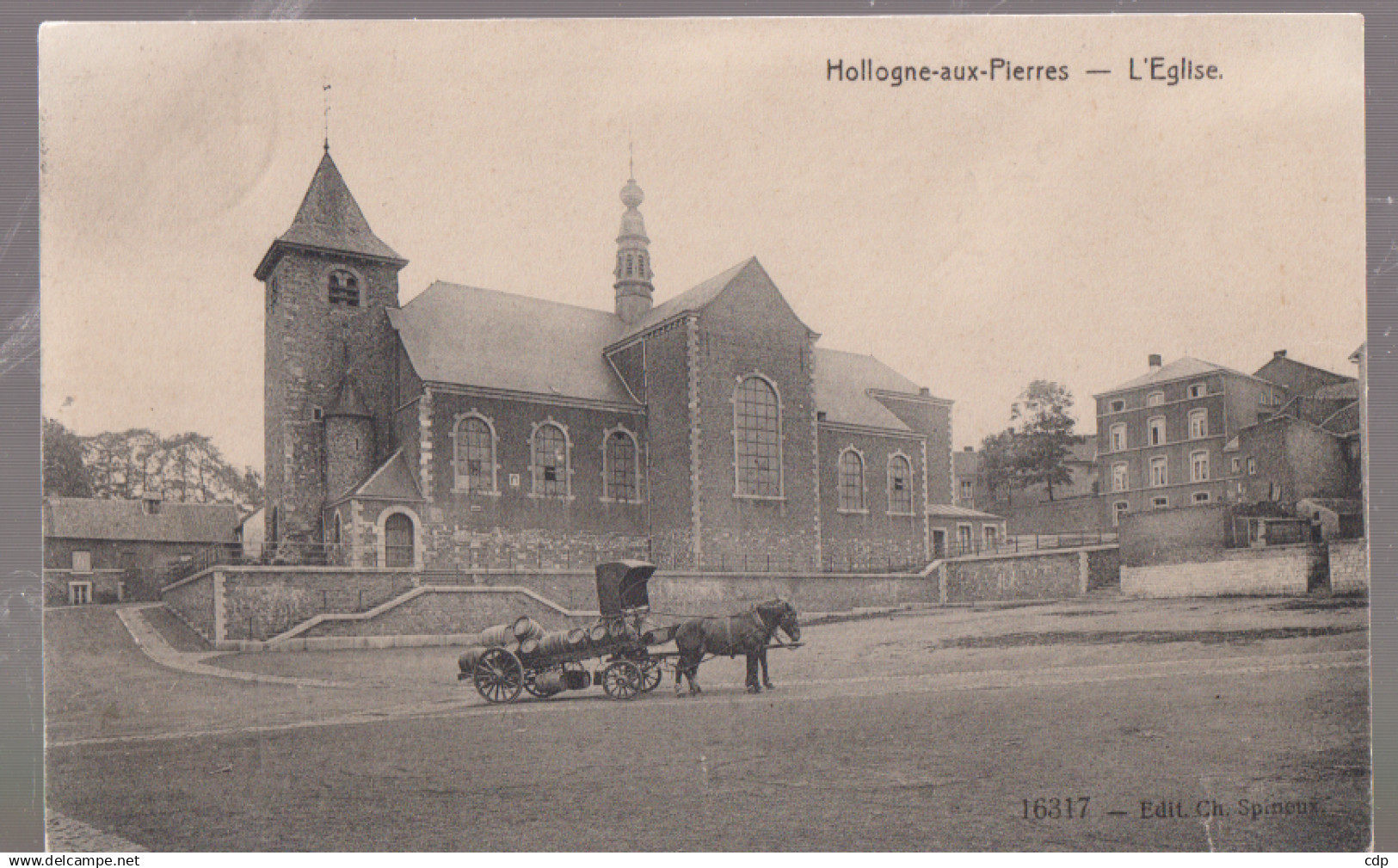 cpa hollogne aux pierres   1909  attelage de brasserie