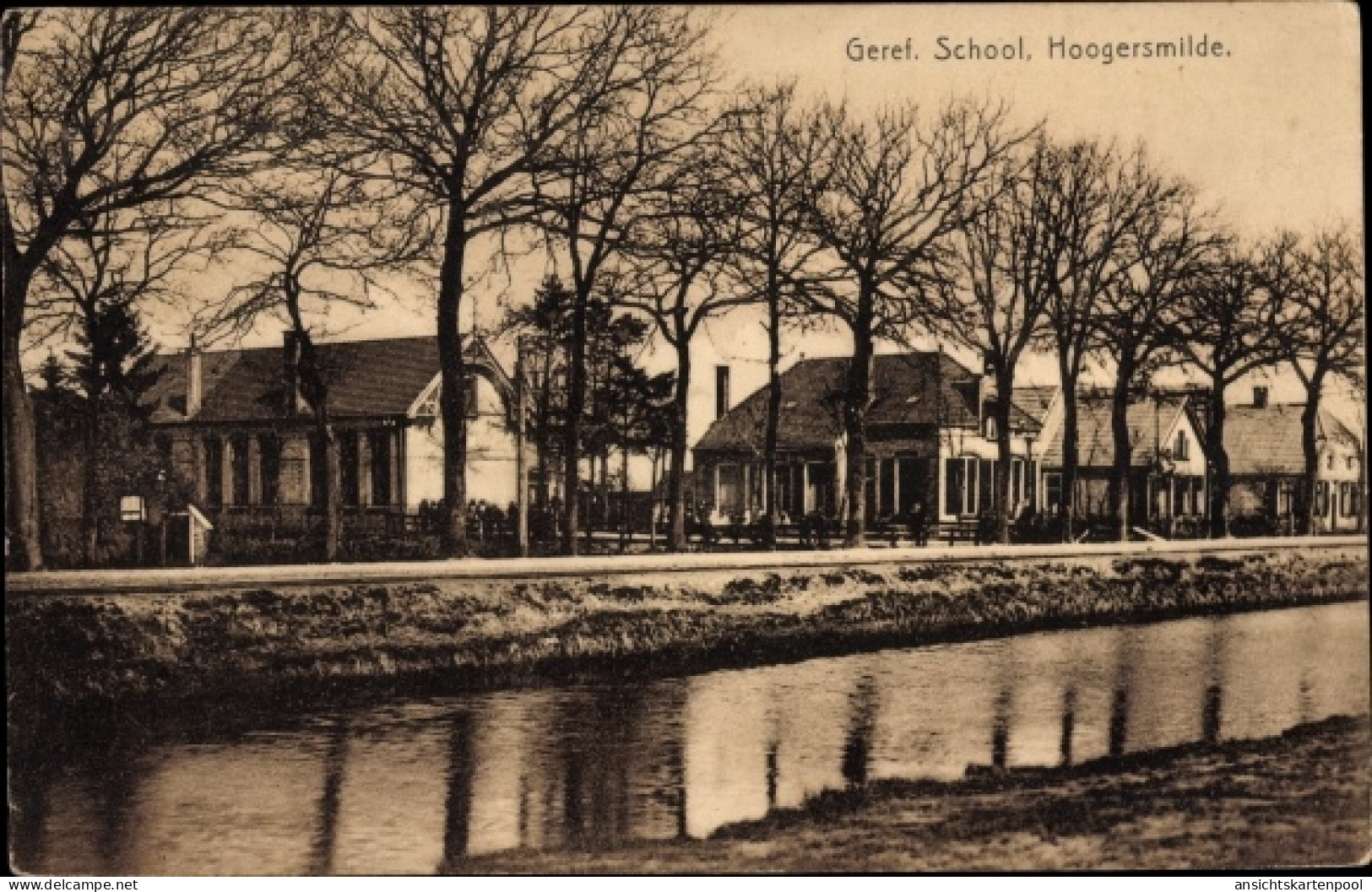CPA Hoogersmilde Smilde Drenthe Niederlande, Teilansicht, Schule
