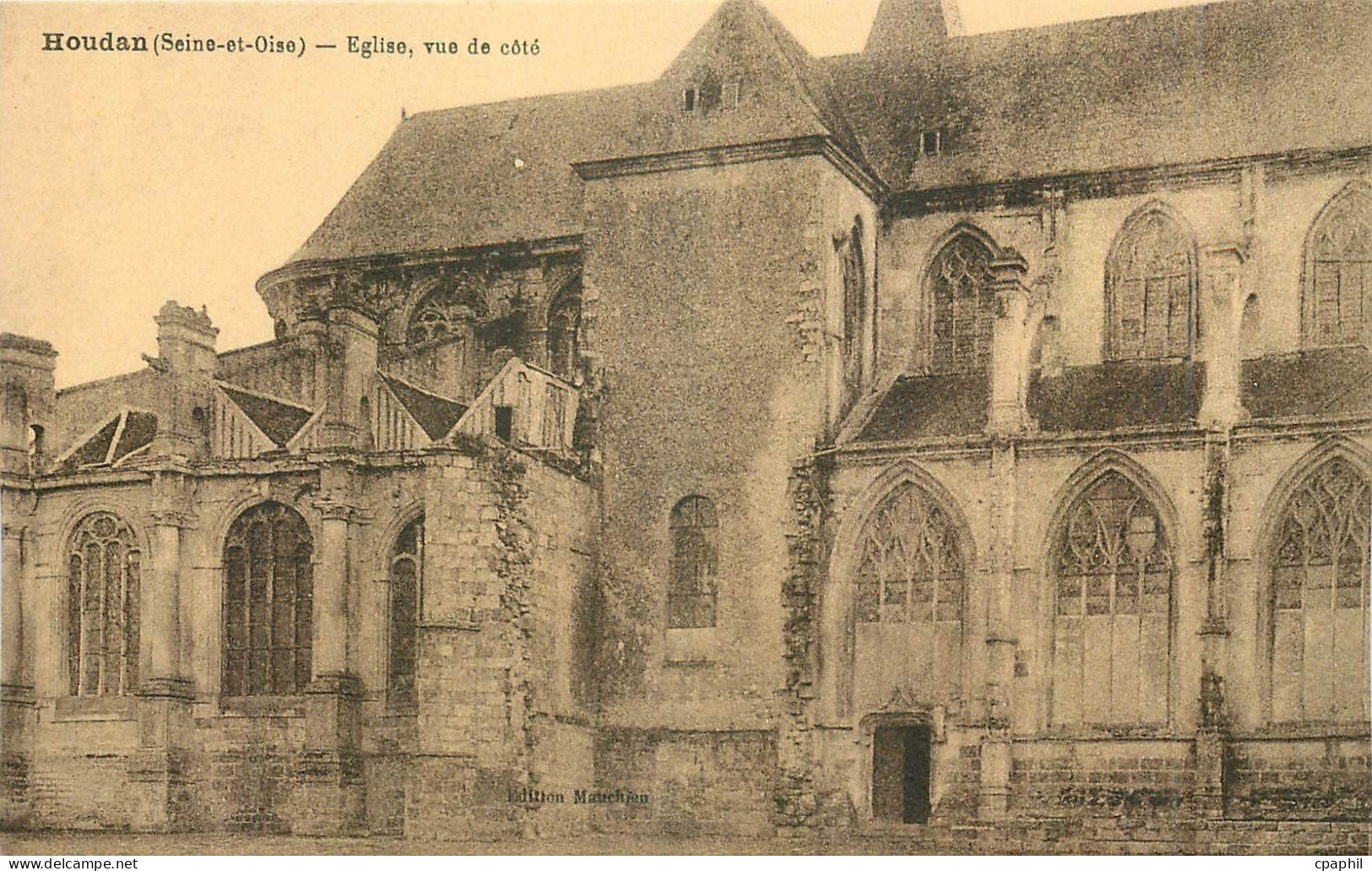 CPA Houdan Seine et Oise Eglise vue de cote