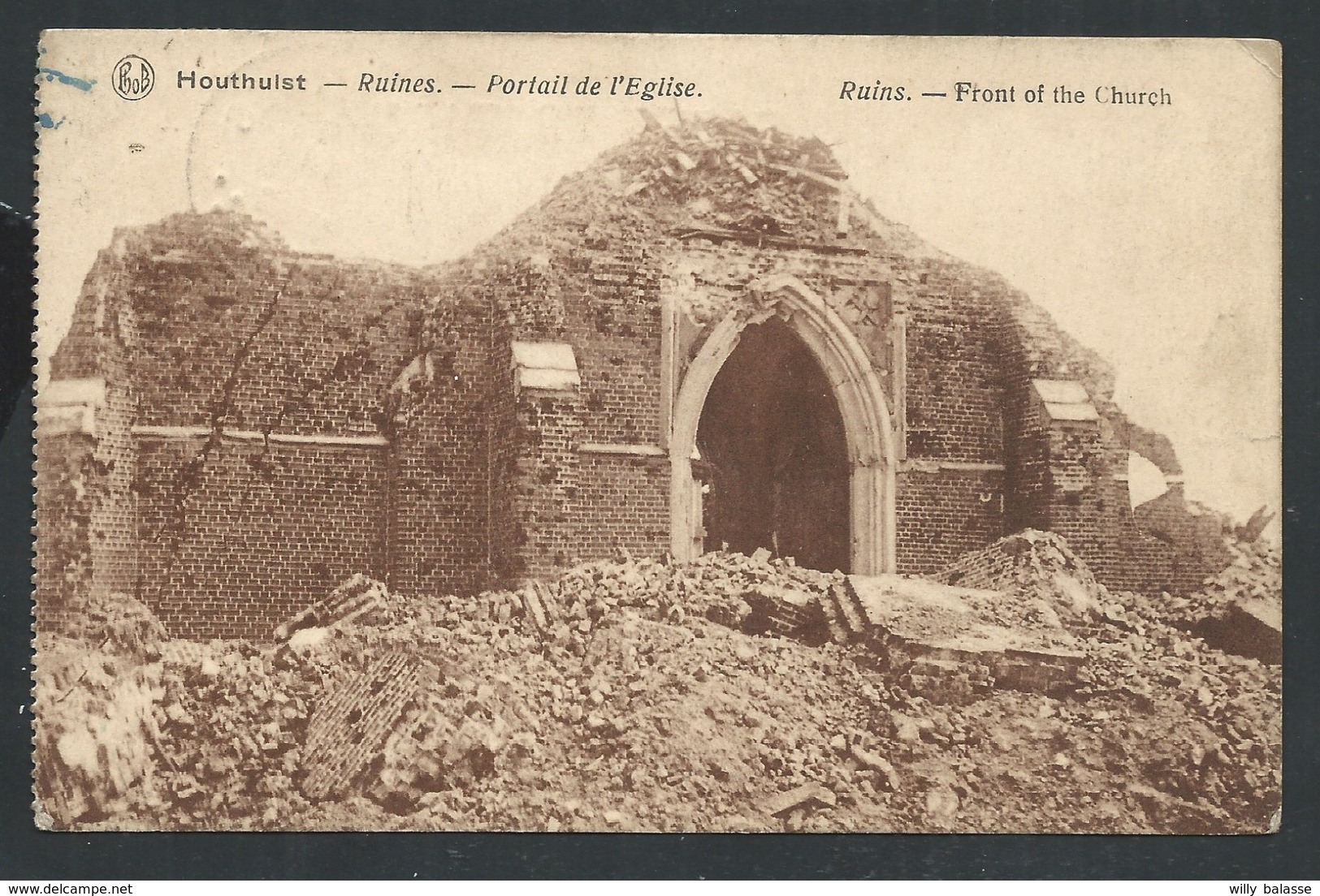+++ CPA - HOUTHULST - Guerre - Ruines - Portail de l'Eglise    //