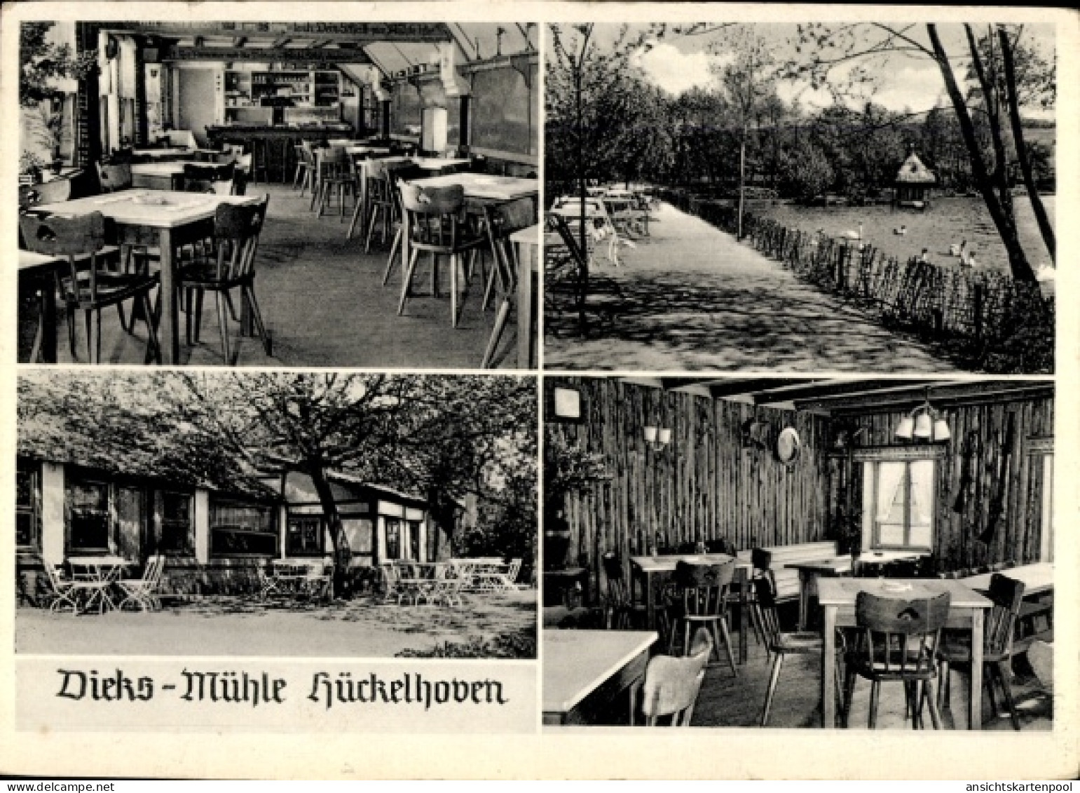 CPA Hückelhoven Nordrhein Westfalen, Dieks-Mühle Restaurant, Tische, Natur, Wasser