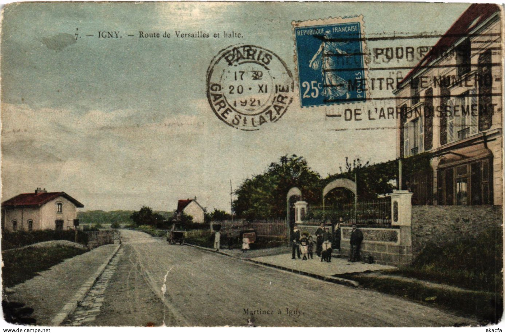 CPA IGNY - Route de VERSAILLES et halte (384963)