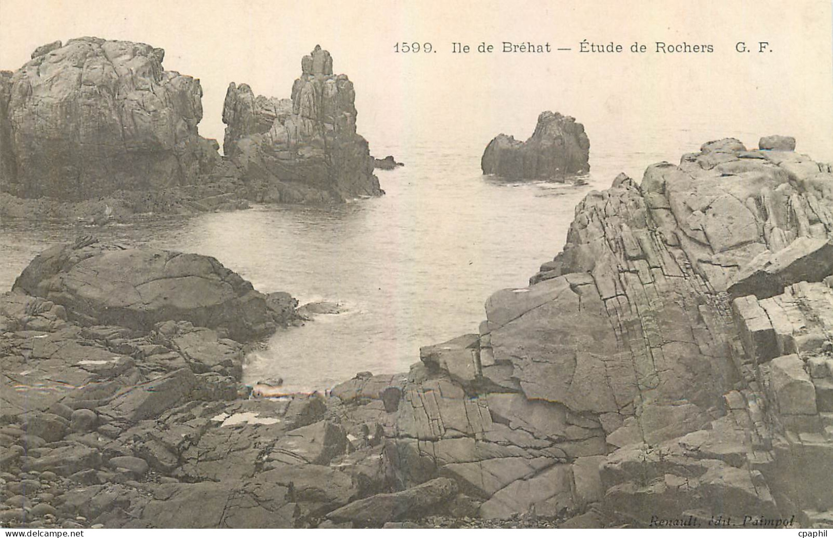 CPA Ile de Brehat Etude de Rochers