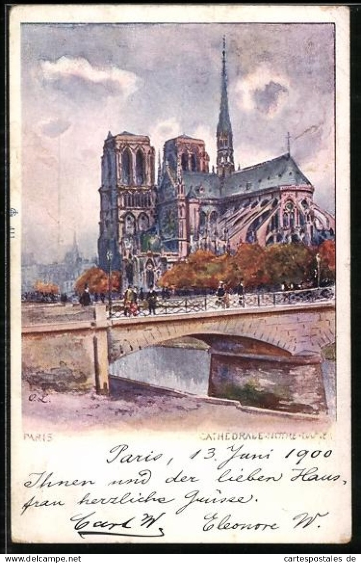 CPA Illustrateur Paris, Cathedrale Notre-Dame