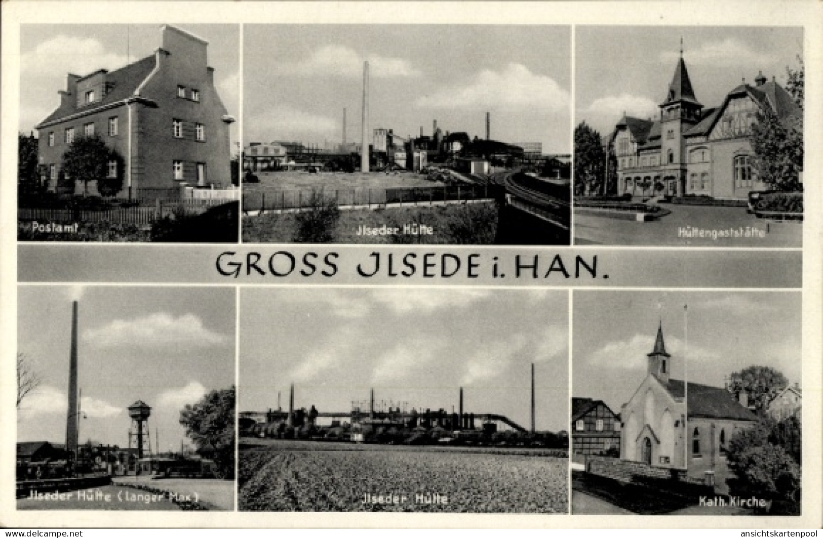 CPA Ilsede in Niedersachsen, Post, Ilseder Hütte, Hüttengaststätte, Kirche