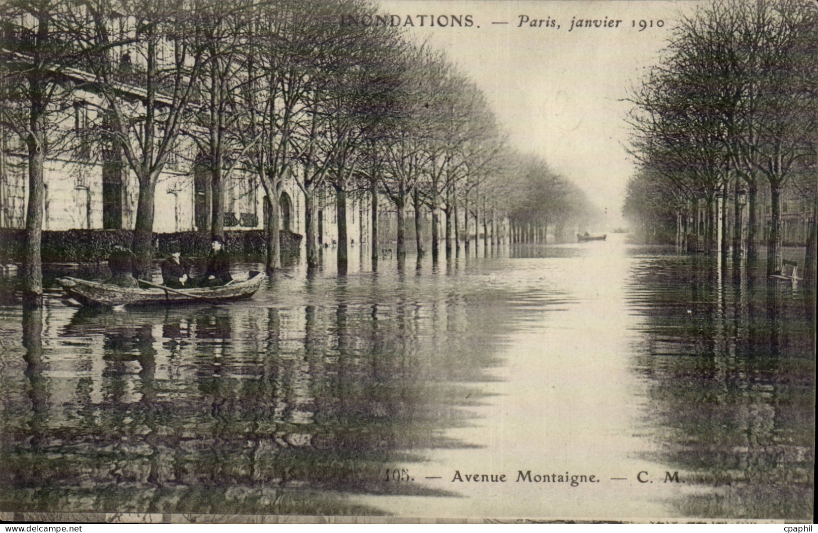 CPA Inondations CRue de la Seine Paris Avenue Montaigne