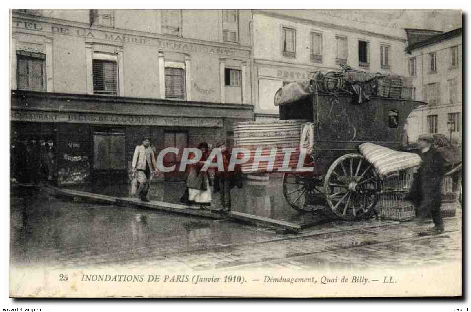 CPA Inondations de Paris Janvier 1910 Demenagement Quai de Billy