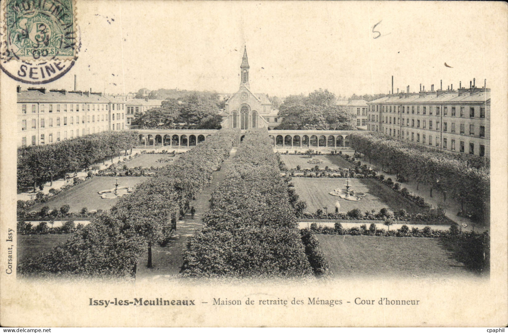 CPA Issy les Moulineaux Maison de retraite des Menages Cour d'honneur