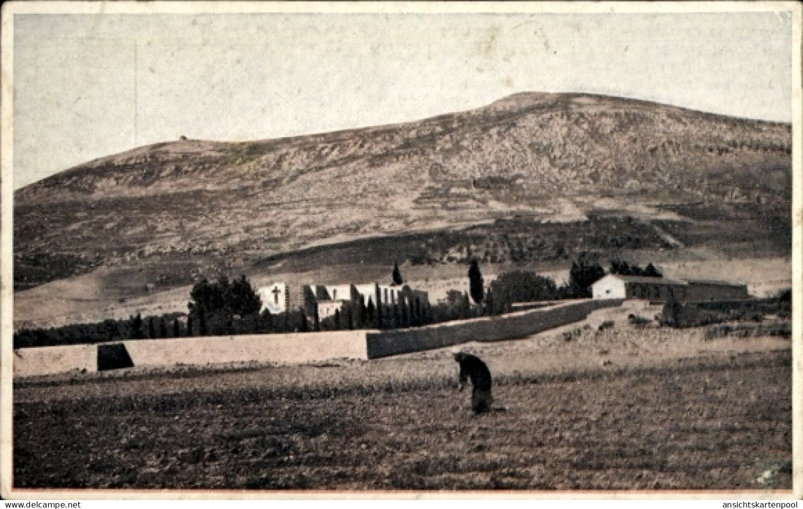CPA Jakobsbrunnen Jordanien, Kloster mit Berg Garizim