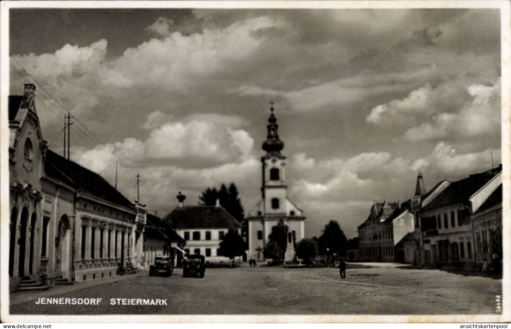 CPA Jennersdorf Burgenland, Platz, Kirche