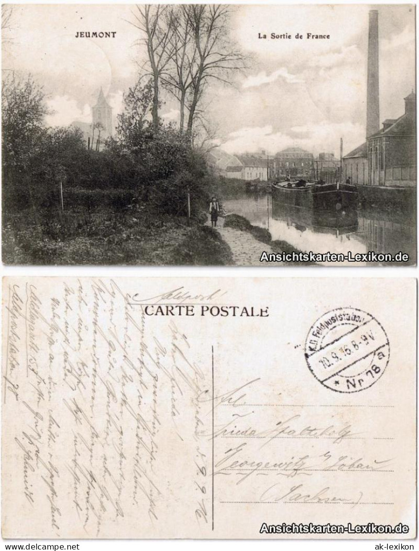 CPA Jeumont Jeumont La Sortie de France 1916