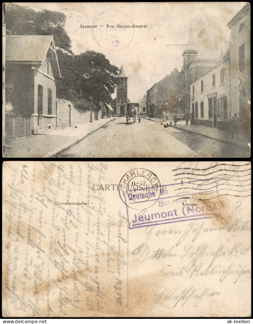 CPA Jeumont Jeumont Rue Hector Despret 1918  gel. div. Feldpoststempel