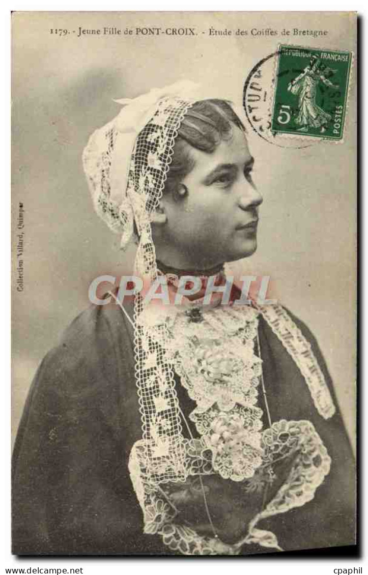 CPA Jeune Fille De Pont Croix Etude Des Coiffes De Bretagne