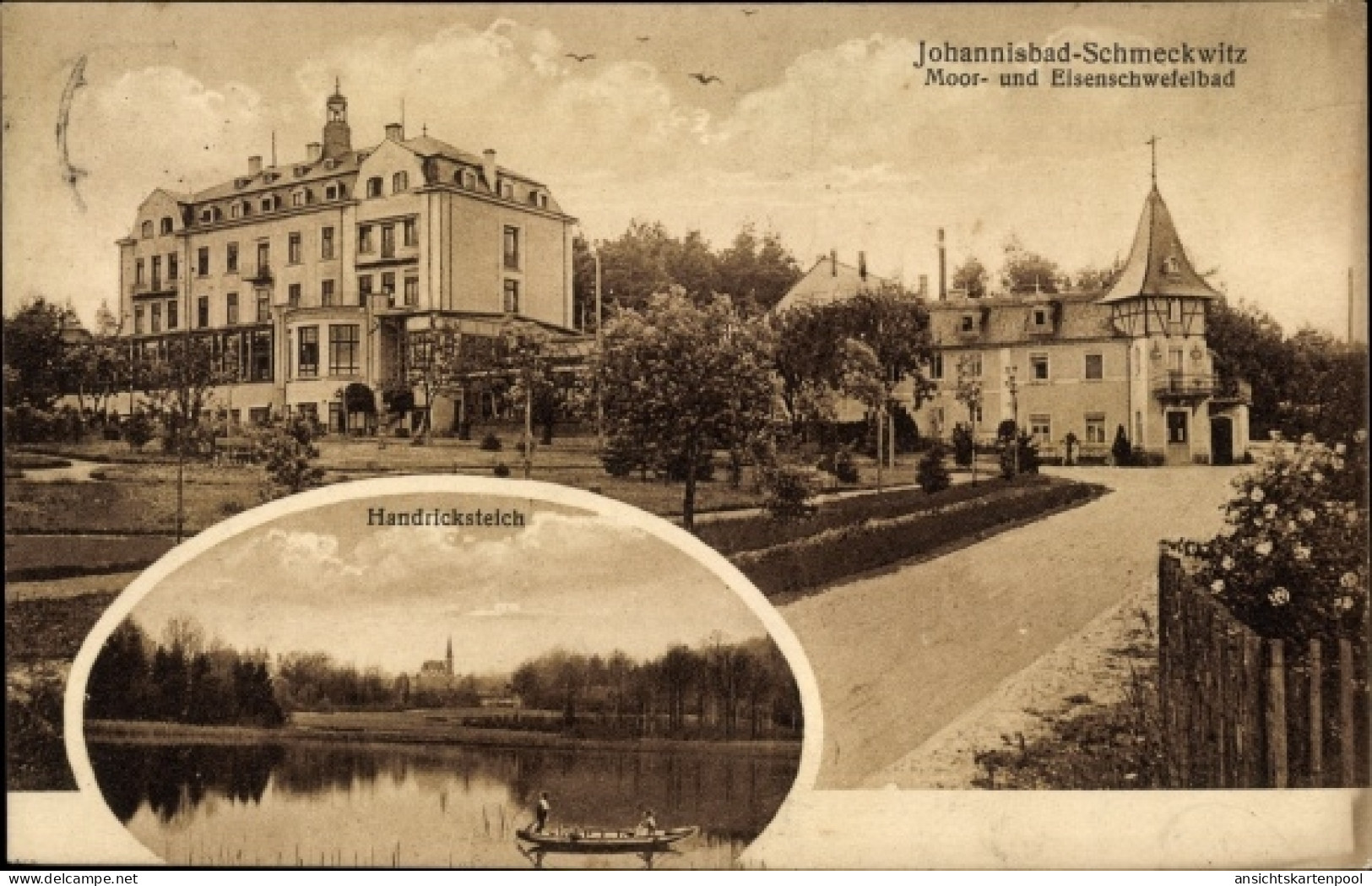 CPA Johannisbad Schmeckwitz Oberlausitz, Handricksteich, Moor und Eisenschwefelbad