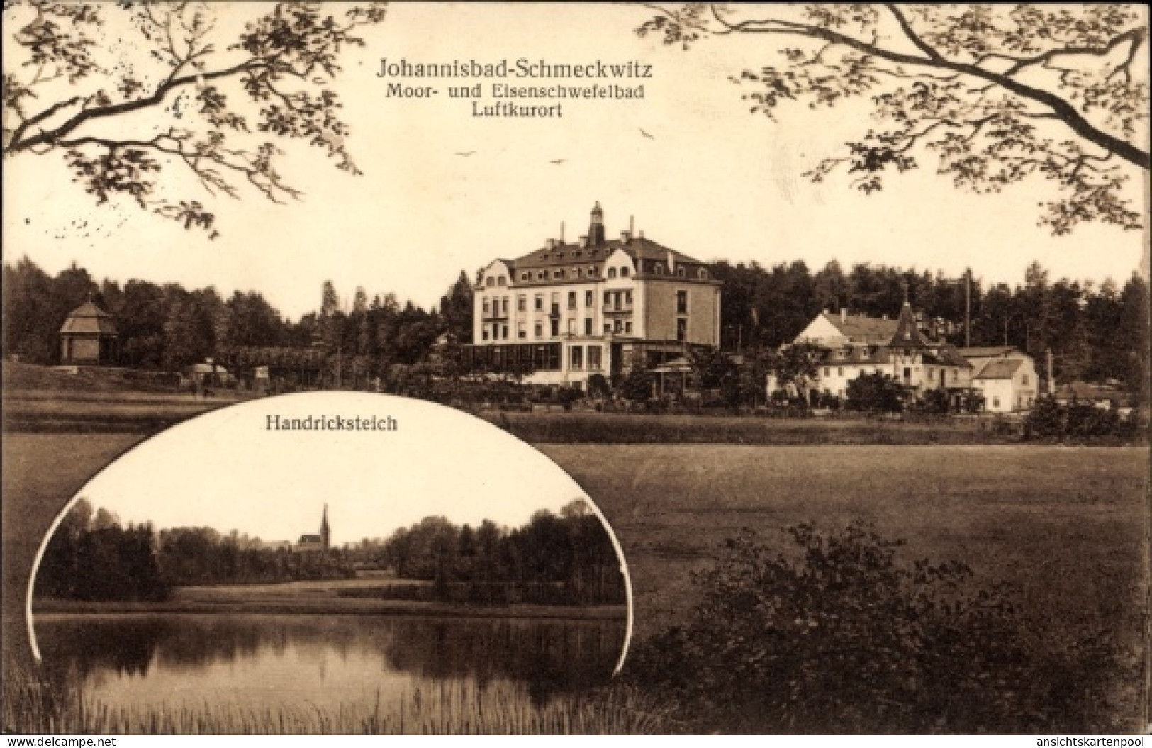 CPA Johannisbad Schmeckwitz Oberlausitz, Moor- und Eisen-Schwefelbad, Handricksteich