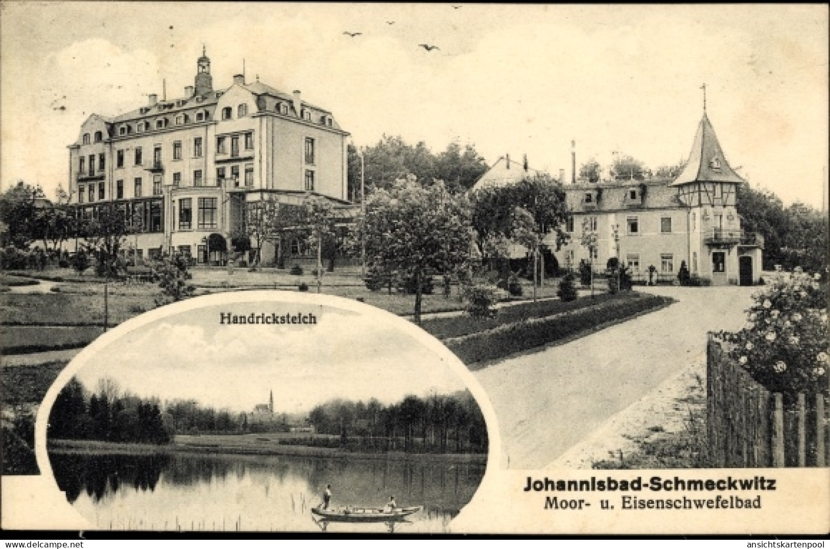 CPA Johannisbad Schmeckwitz Oberlausitz, Moor- und Eisen-Schwefelbad, Hendricksteich