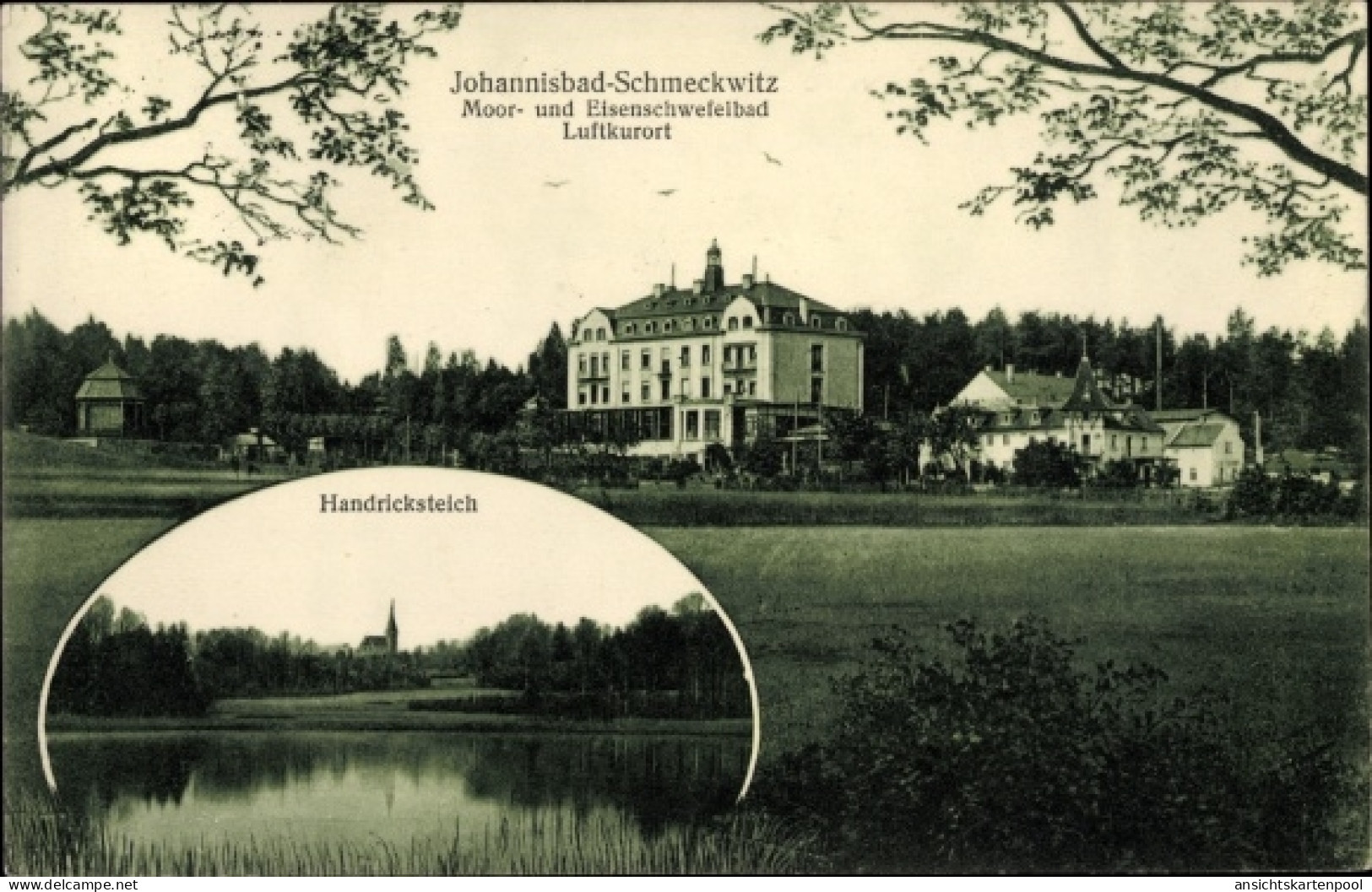 CPA Johannisbad Schmeckwitz Oberlausitz, Moor und Eisenschwefelbad, Handricksteich