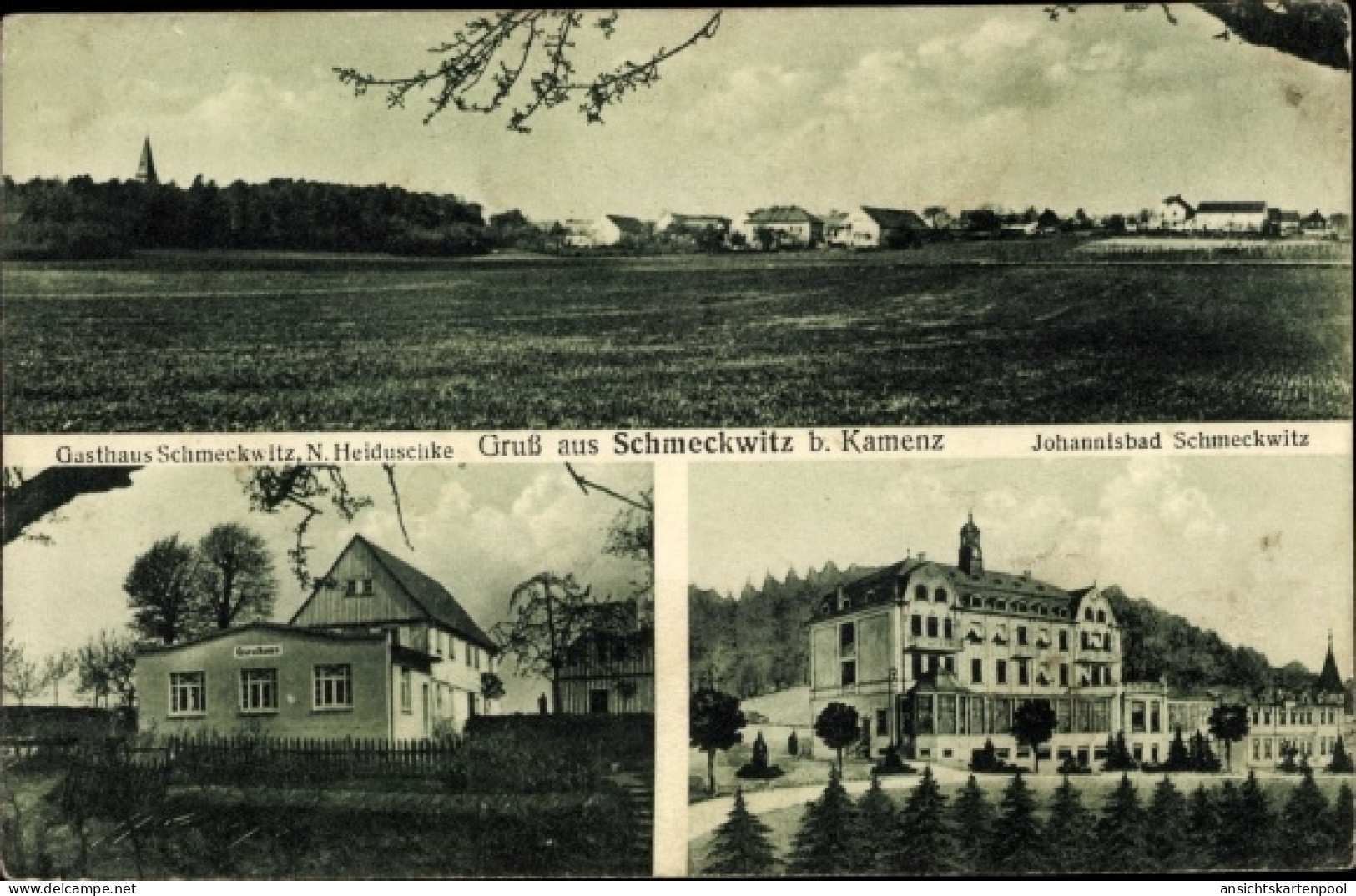 CPA Johannisbad Schmeckwitz Oberlausitz, Totale, Gasthof Schmeckwitz