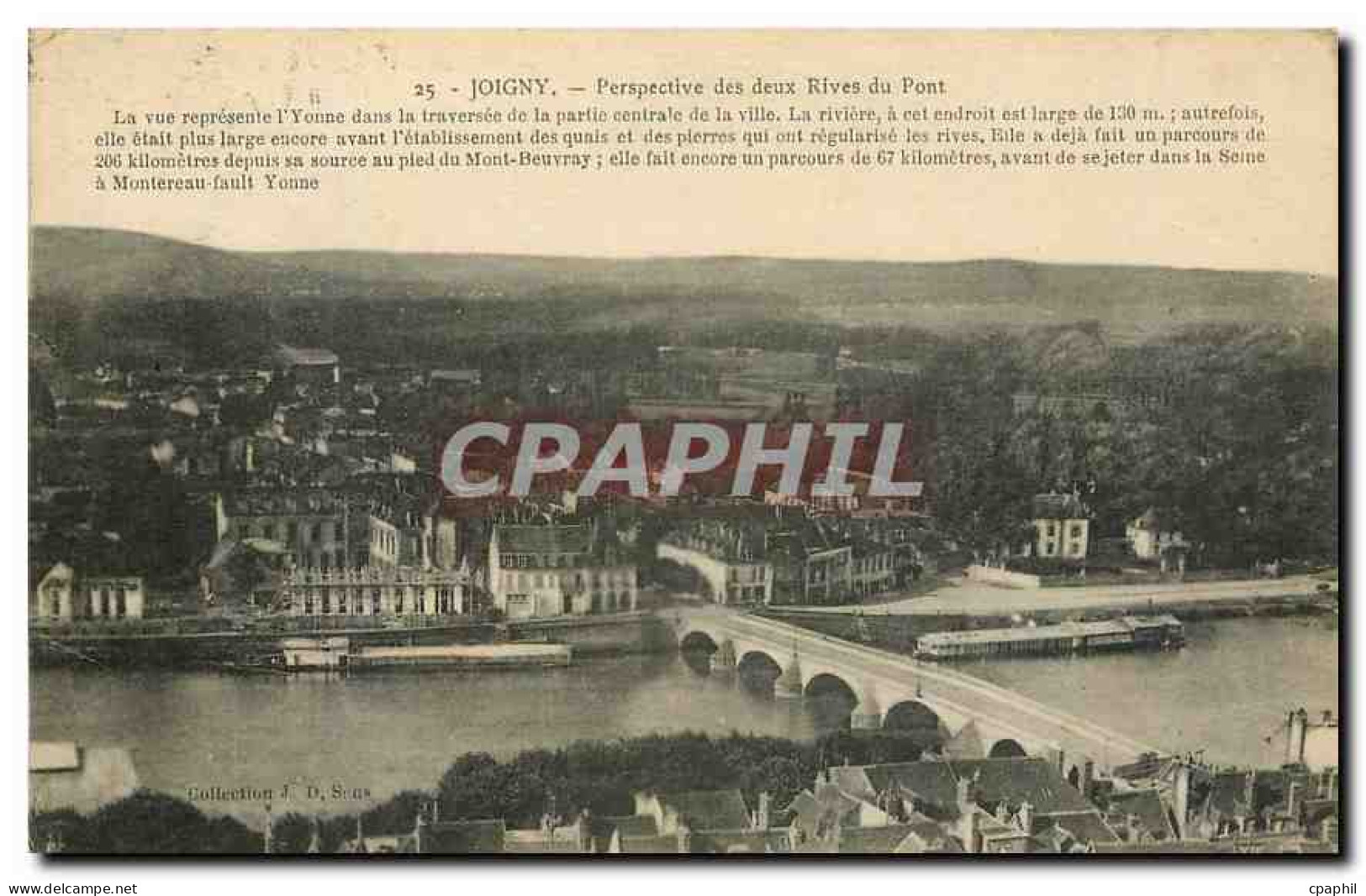CPA Joigny perspective des deux Rives du Pont