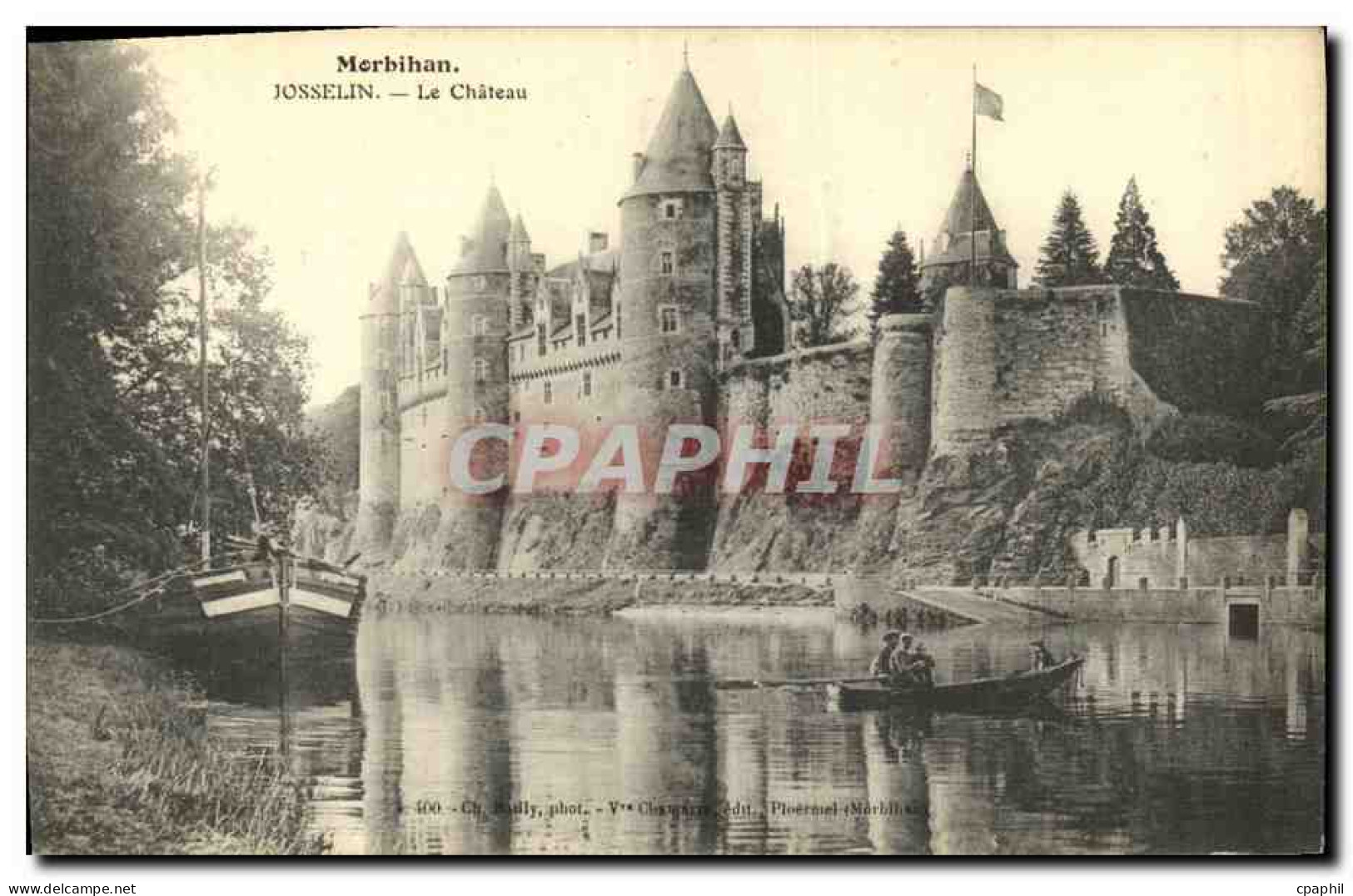 CPA Josselin Le Chateau Bateau