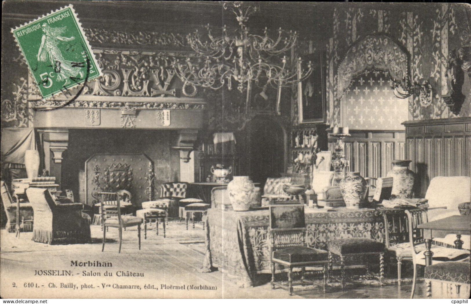 CPA Josselin Morbihan Salon du Chateau