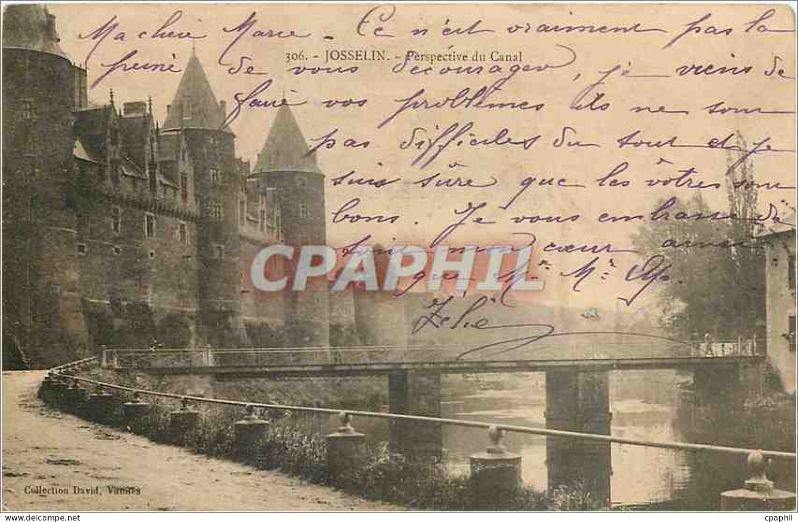 CPA Josselin - Perspective du Canal