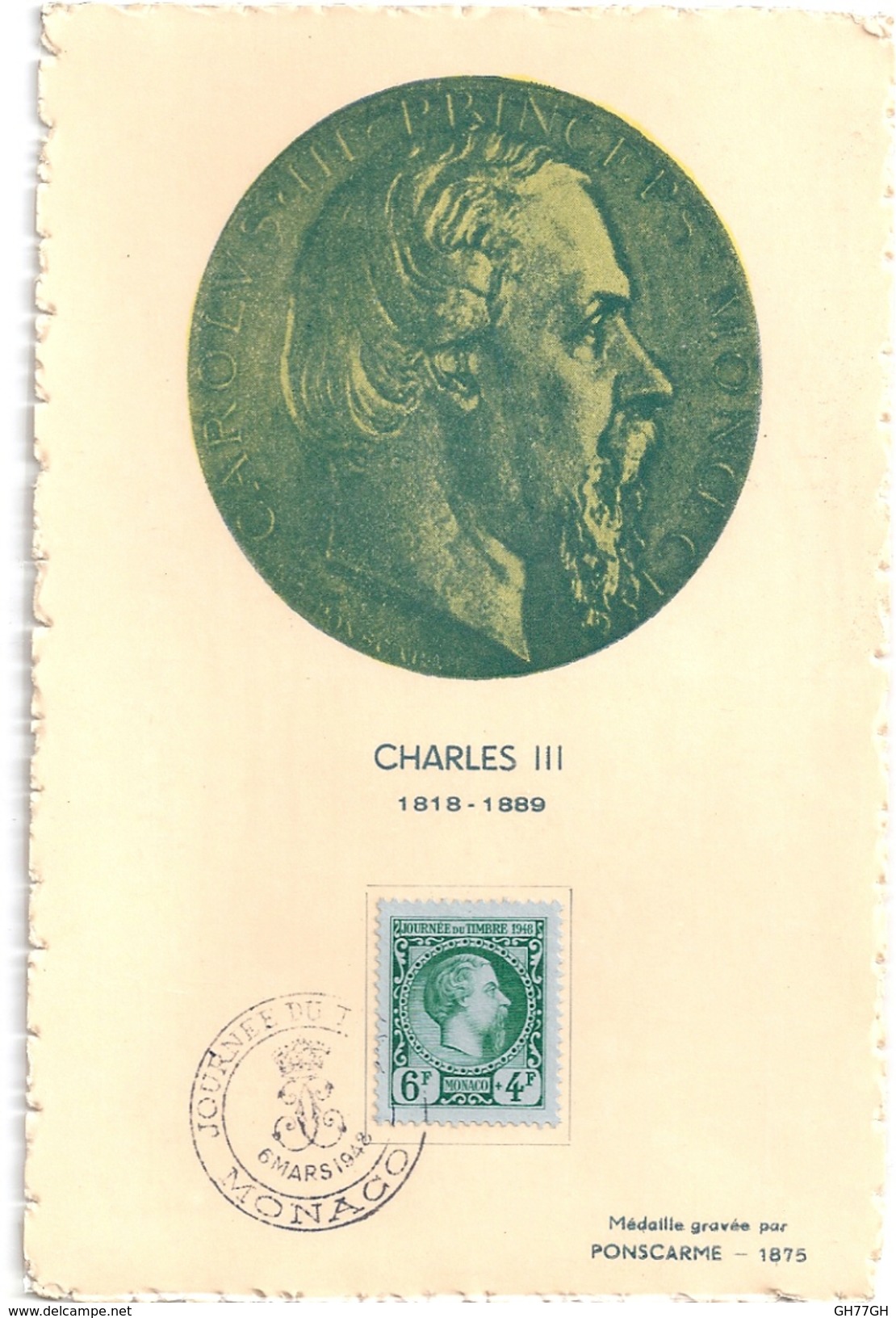 CPA JOURNEE DU TIMBRE 6 MARS 1948 MONACO
