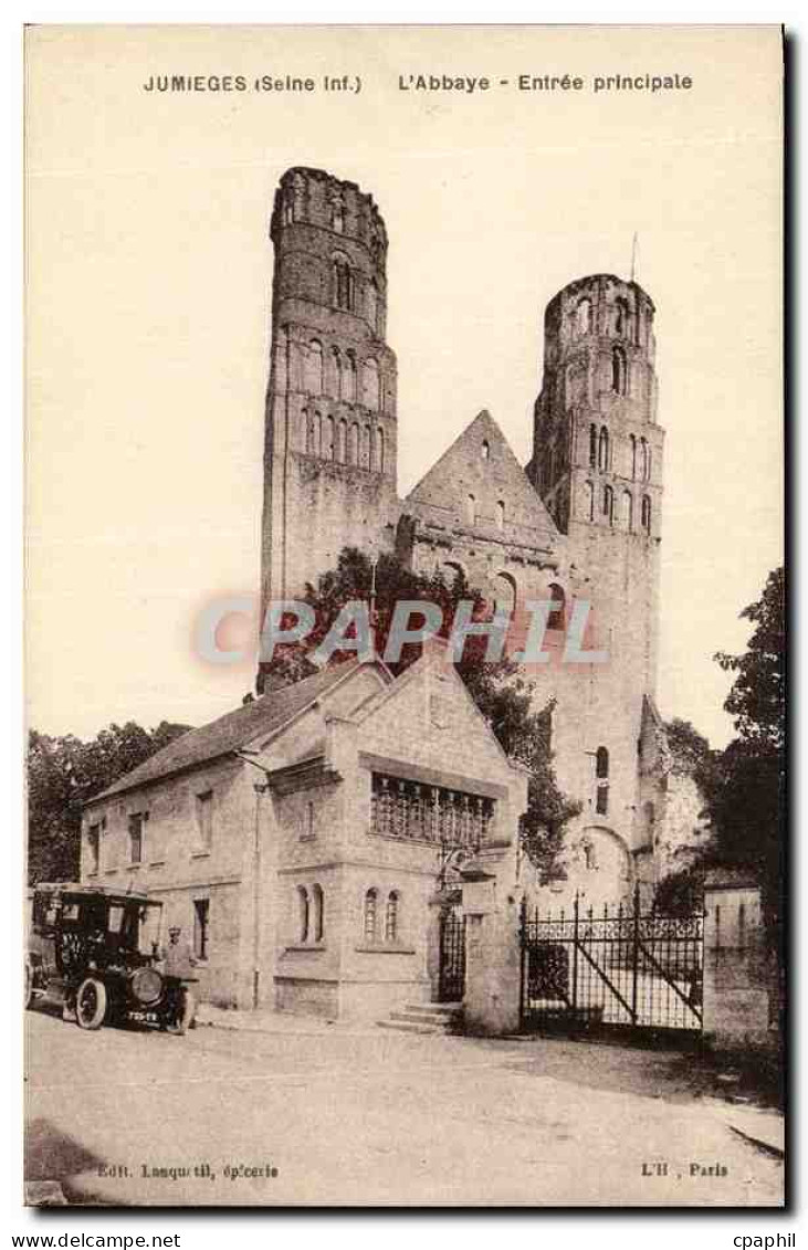 CPA Jumieges Abbaye Entree Principale Automobile