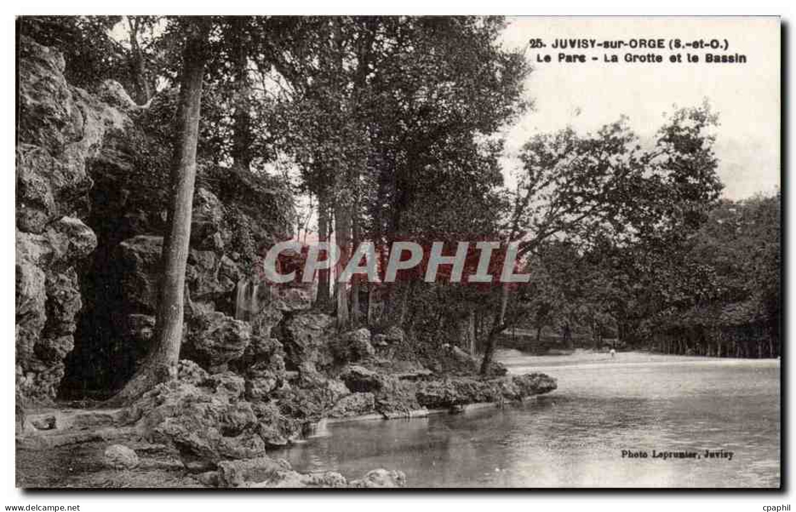 CPA Juvisy sur orge Le parc La grotte et le bassin