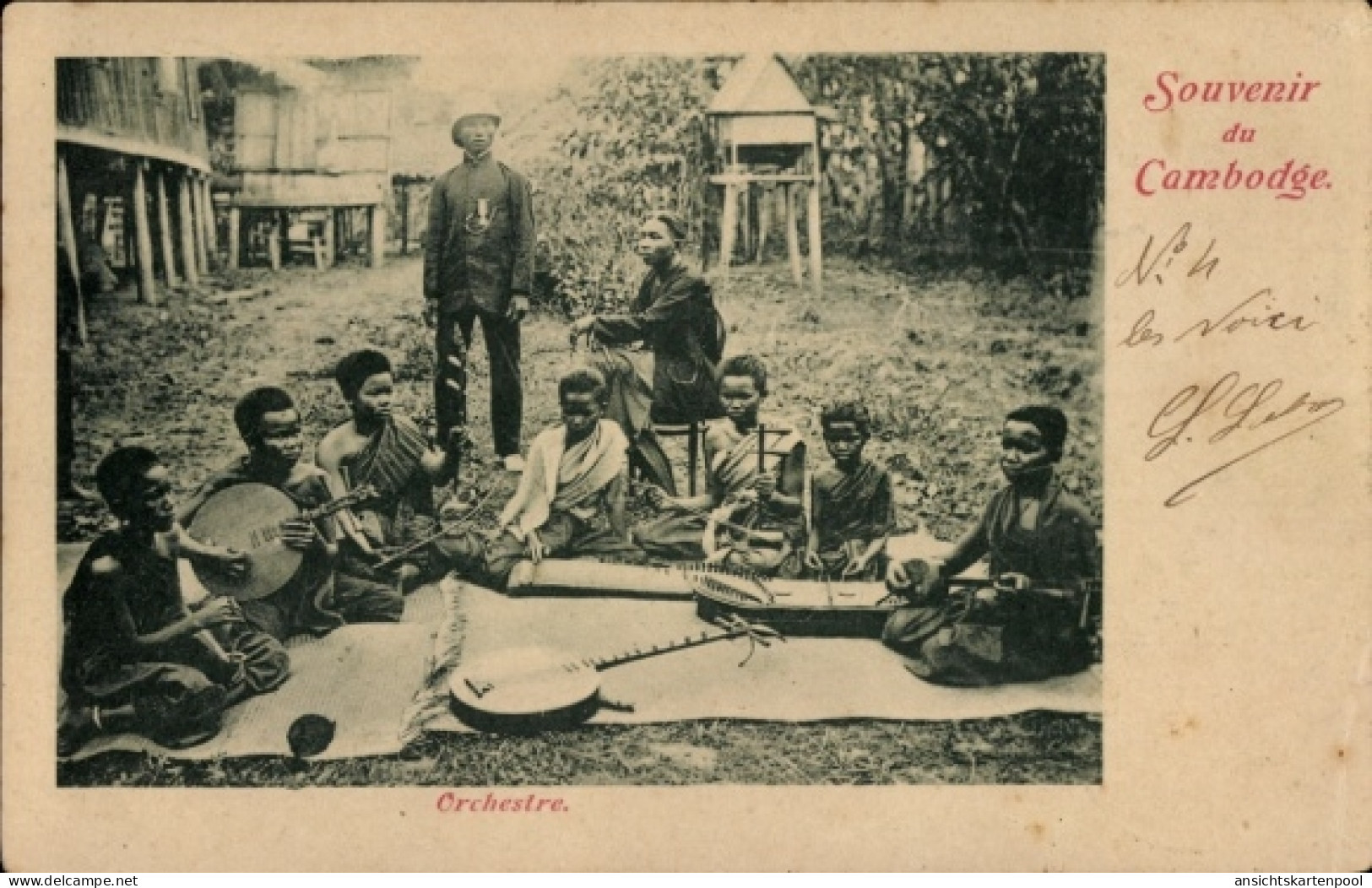 CPA Kambodscha, Orchestre, Musiker in Volkstrachten