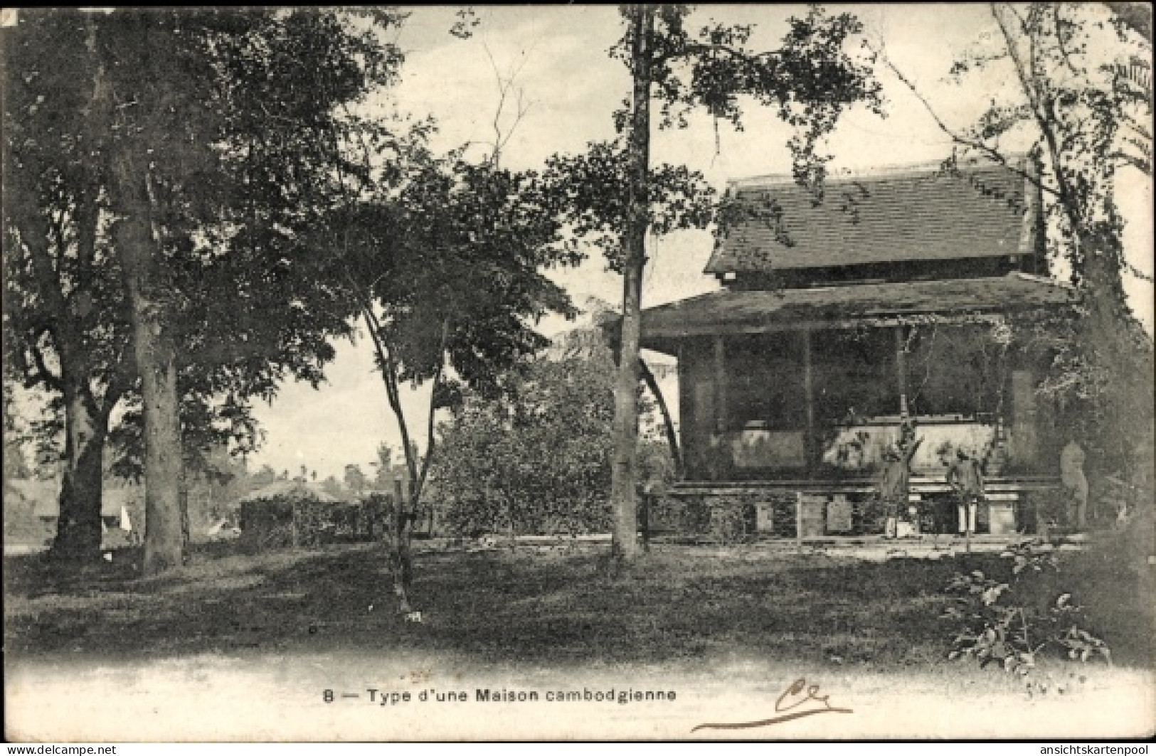 CPA Kambodscha, Type d'une Maison cambodgienne