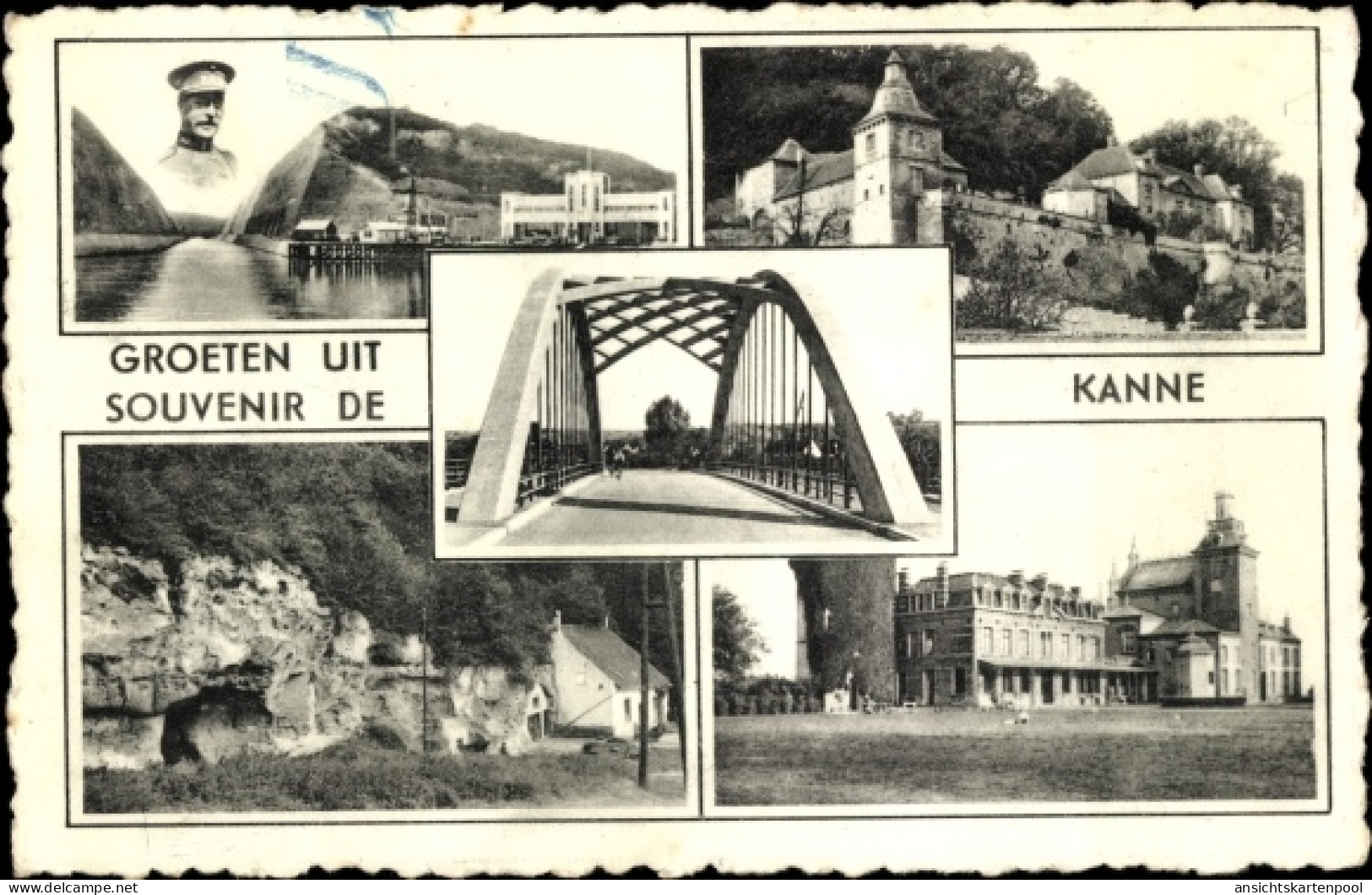 CPA Kanne Riemst Flandern Limburg, Brücke, Burg