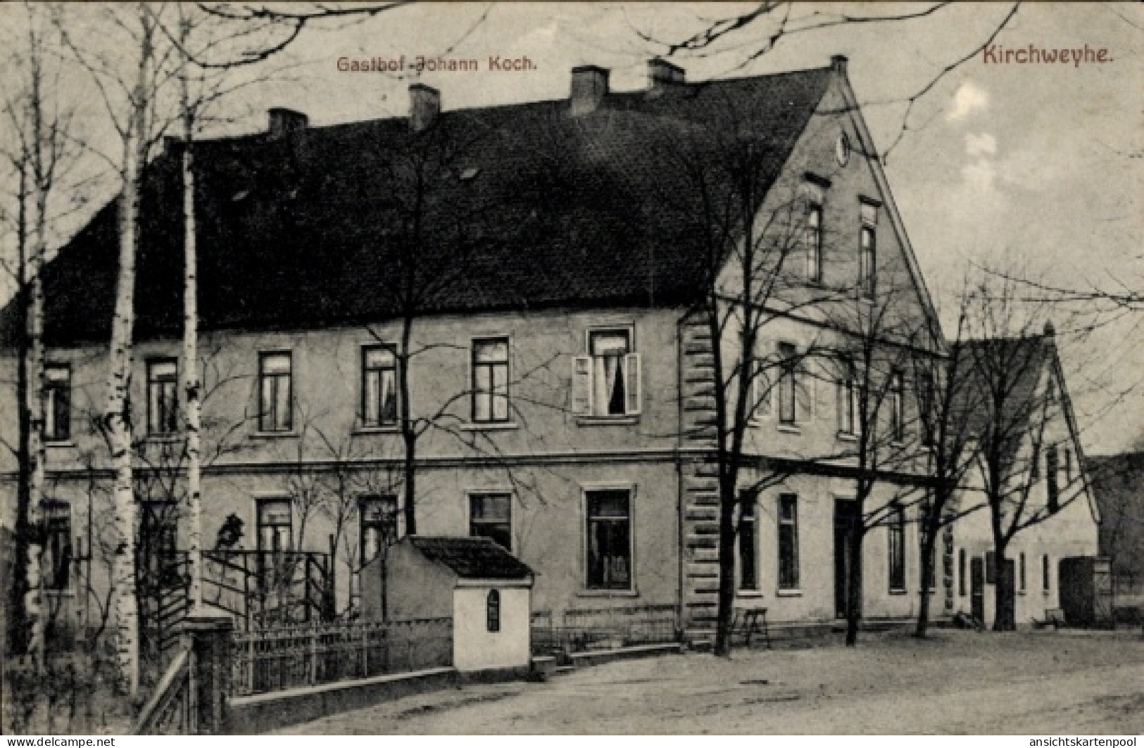 CPA Kirchweyhe Weyhe Niedersachsen, Gaststätte Johann Koch, Bäume,