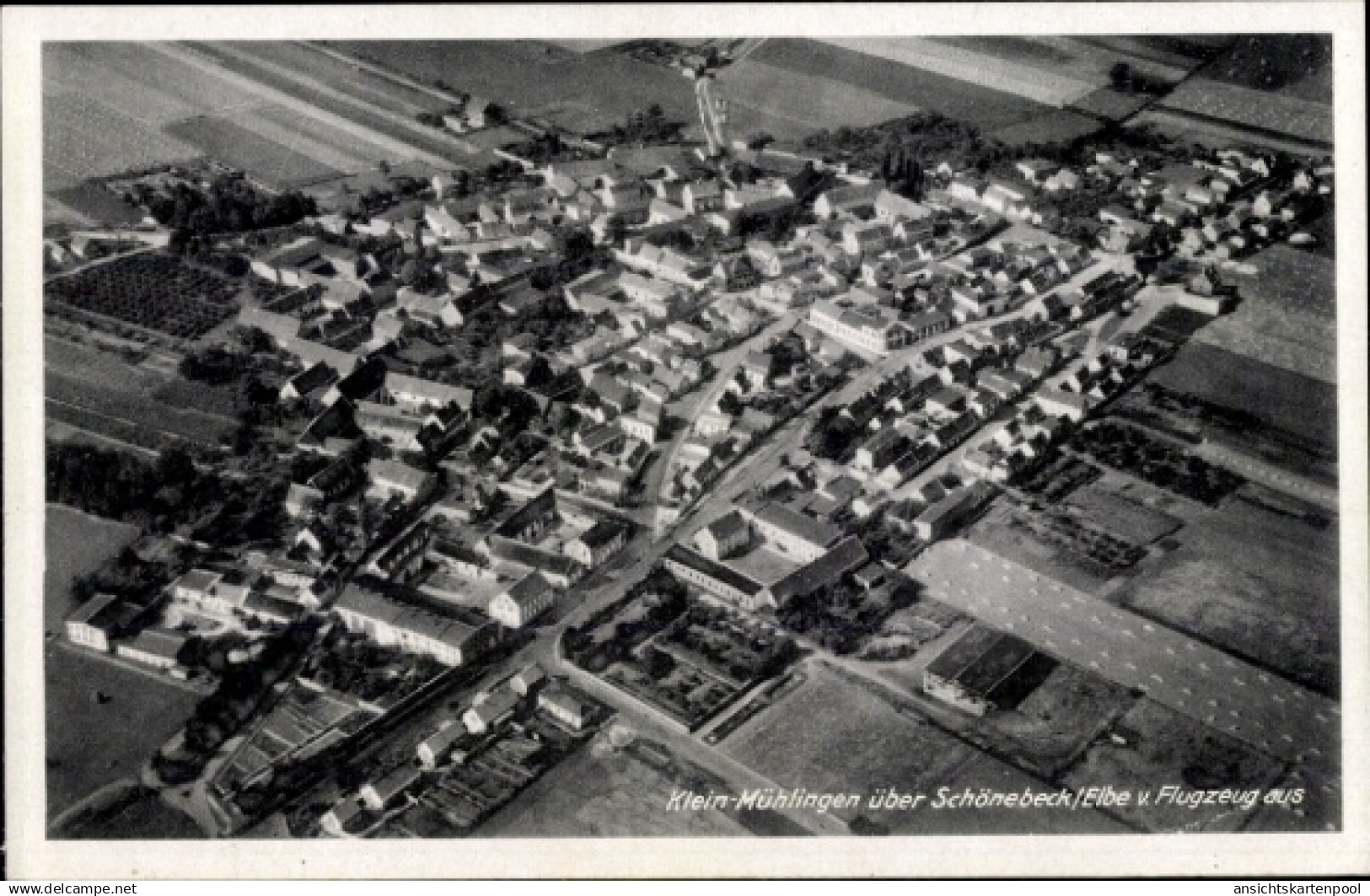 CPA Kleinmühlingen in Saxe Anhalt, Fliegeraufnahme