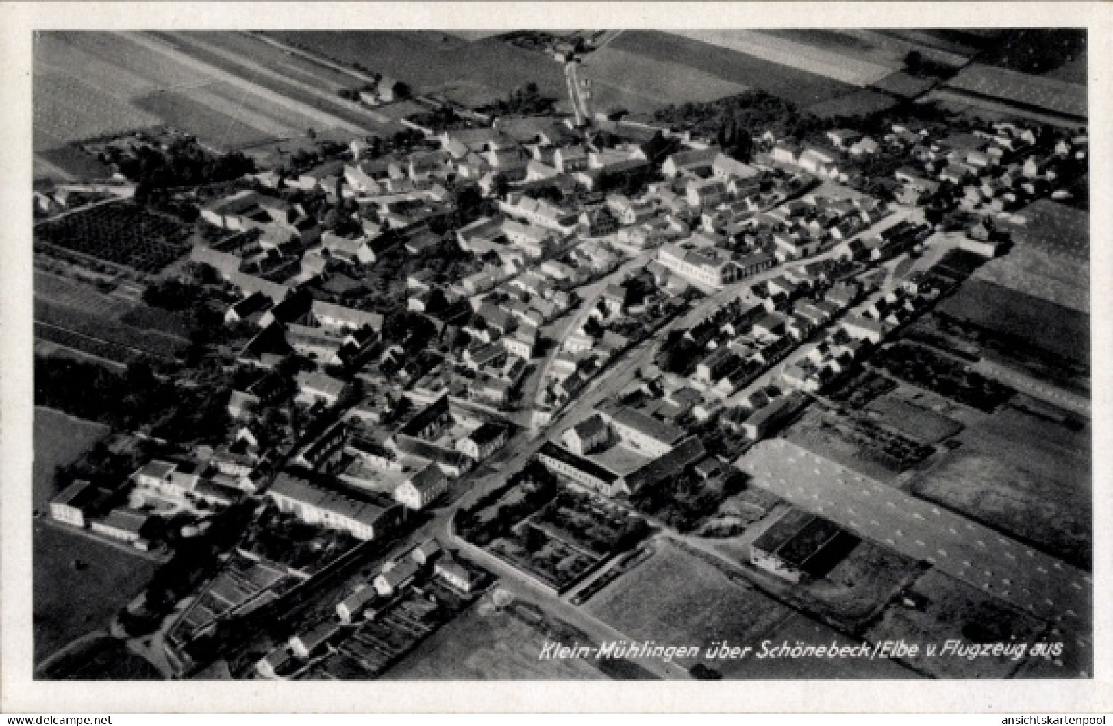 CPA Kleinmühlingen in Saxe Anhalt, Fliegeraufnahme