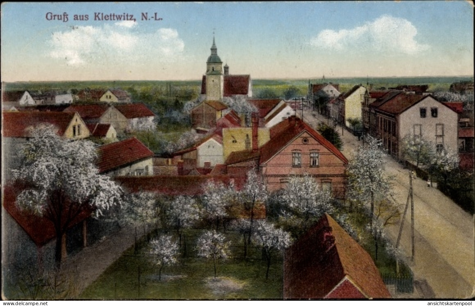 CPA Klettwitz Schipkau in der Niederlausitz, Blick auf den Ort