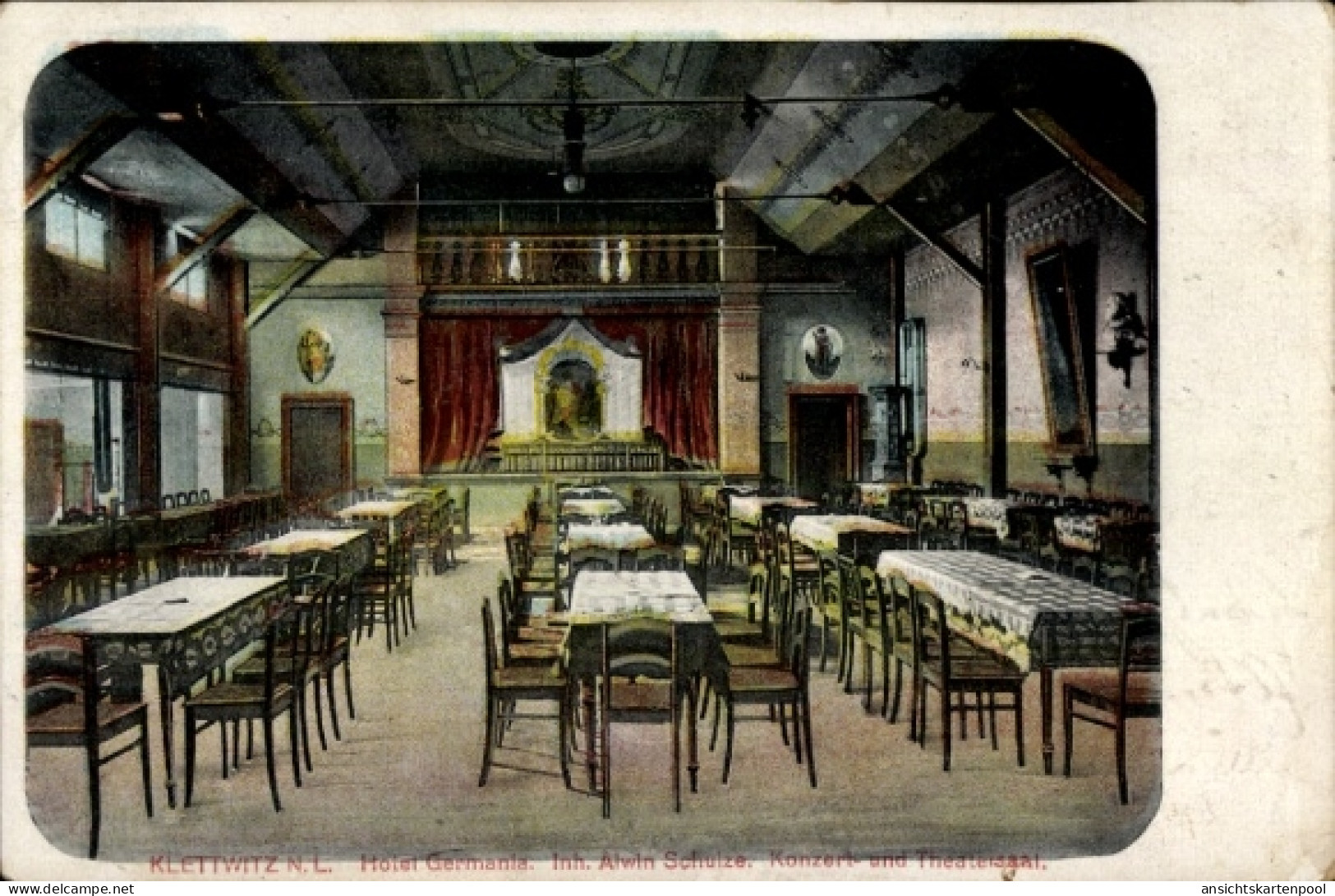 CPA Klettwitz Schipkau in der Niederlausitz, Hotel Germania, Saal, Inh. Alwin Schulze