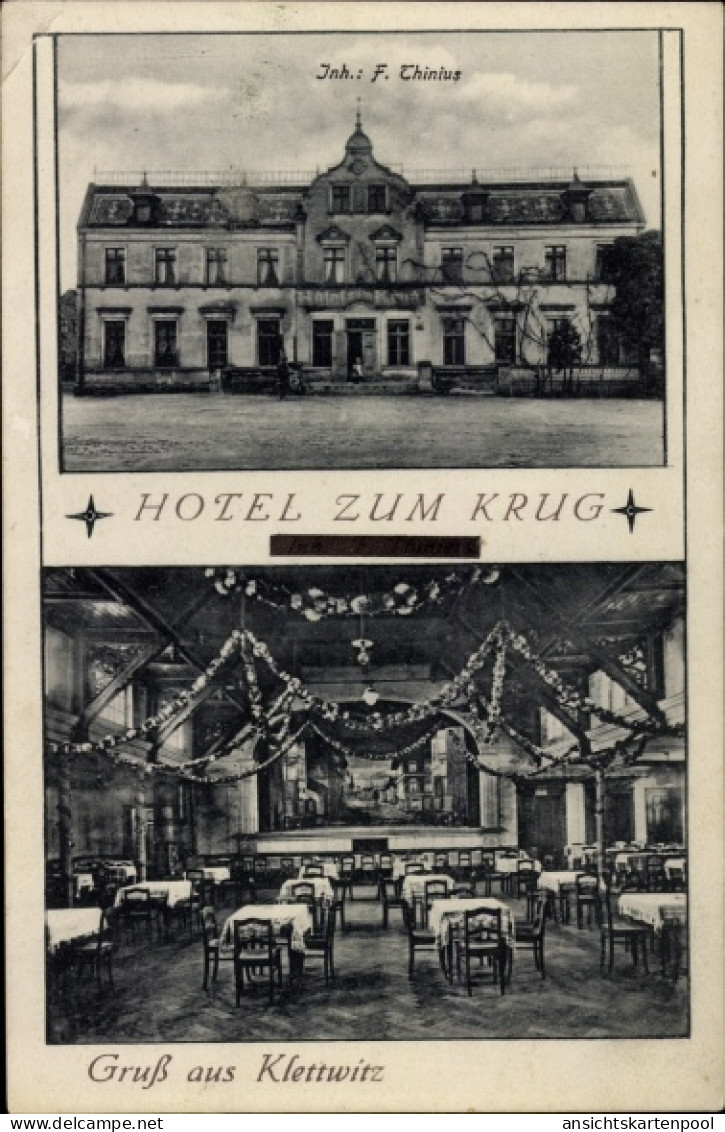 CPA Klettwitz Schipkau in der Niederlausitz, Hotel Zum Krug, Saal