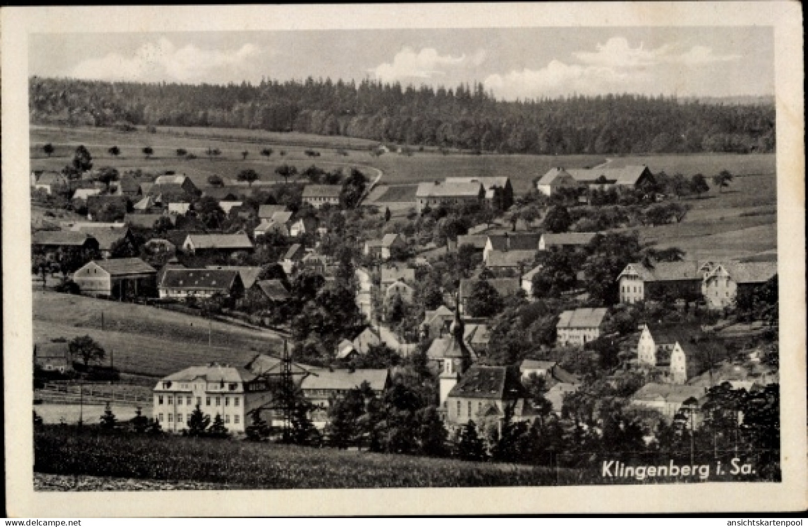 CPA Klingenberg im Erzgebirge Sachsen, Landschaft, Häuser, Bäume, Felder