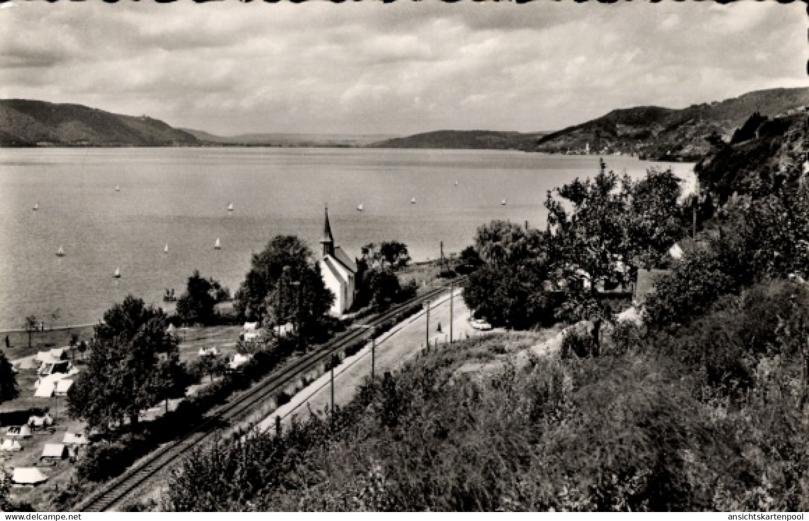 CPA Kornwestheim in Württemberg, Goldbachkapelle mit Campingplatz