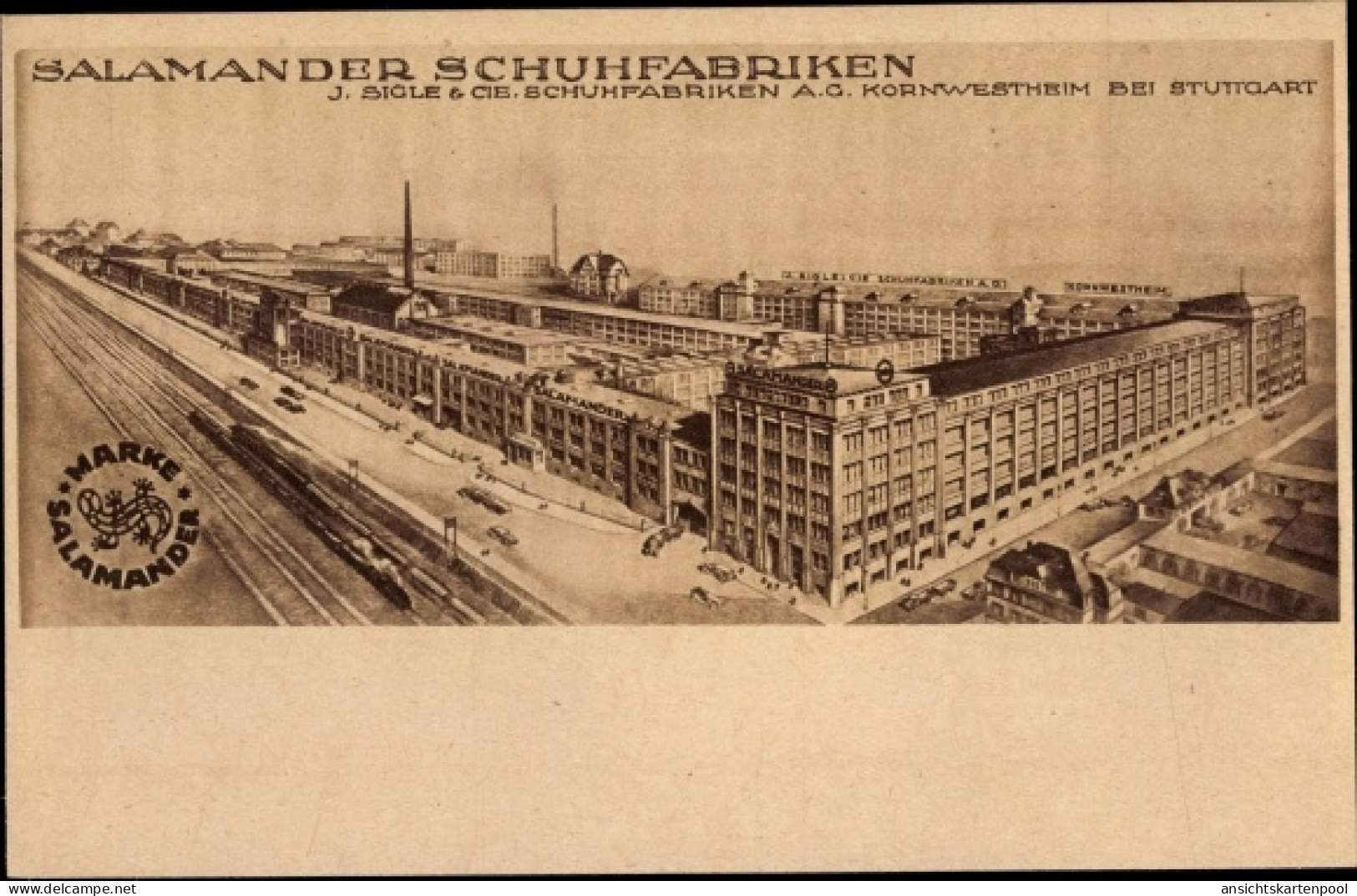 CPA Kornwestheim in Württemberg, Salamander Schuhfabriken, J. Siegle & Cie.