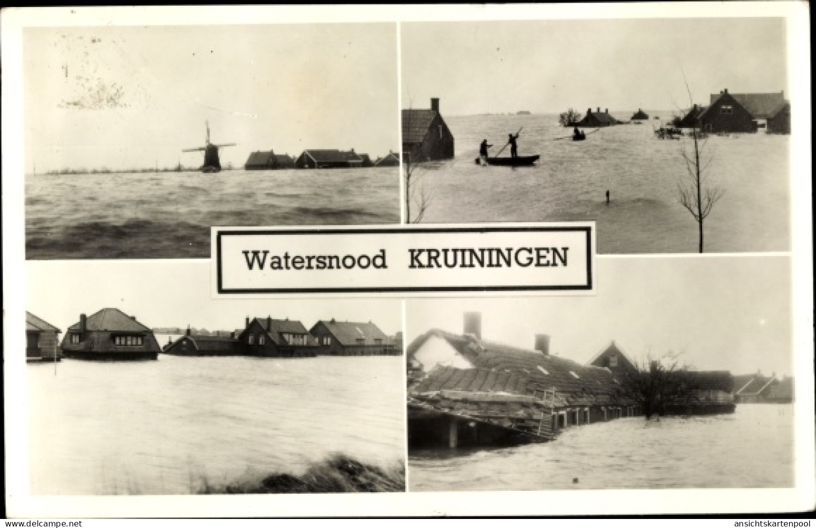 CPA Kruiningen Zeeland Niederlande, Watersnood