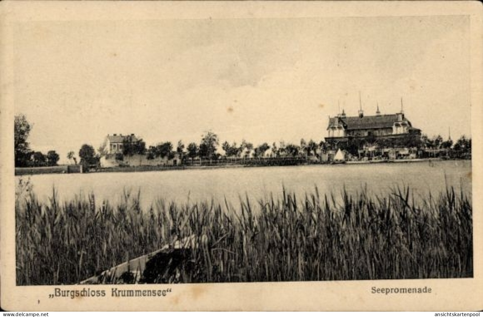 CPA Krummensee Mittenwalde in der Mark, Burgschloss Krummensee, Seepromenade
