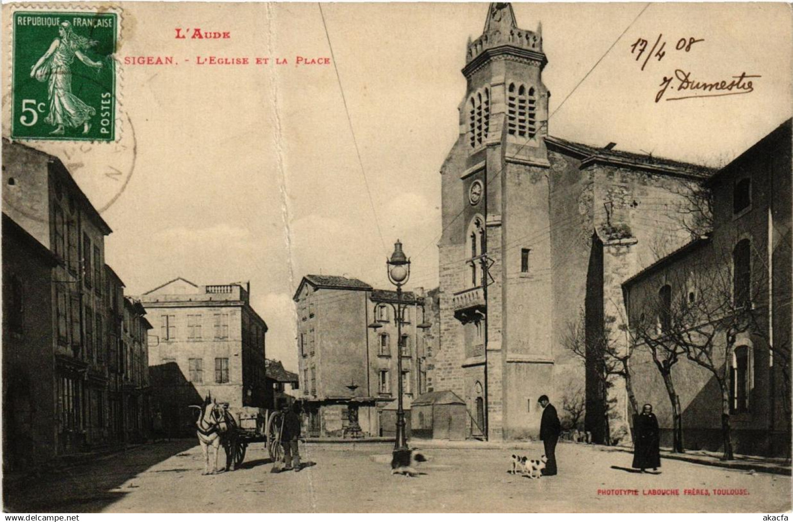CPA l'AUDE Sigean Église et la Place (618130)
