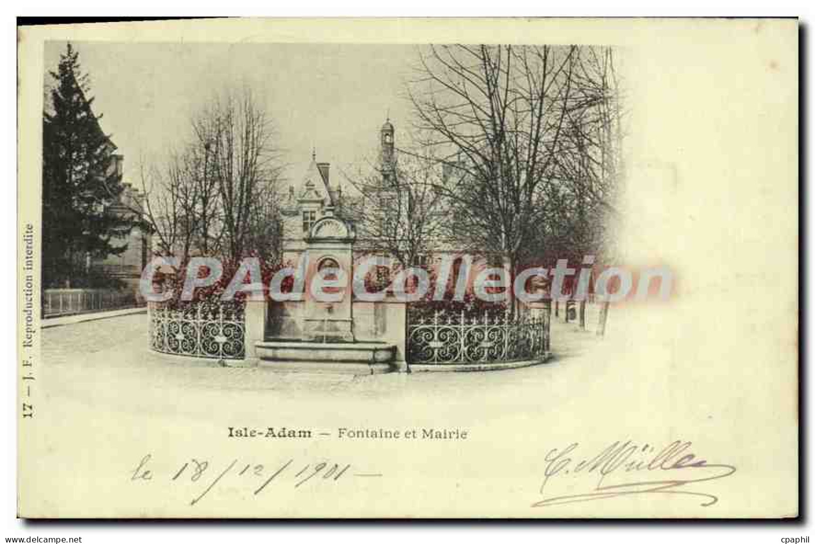 CPA L'Isle Adam Fontaine Et Mairie
