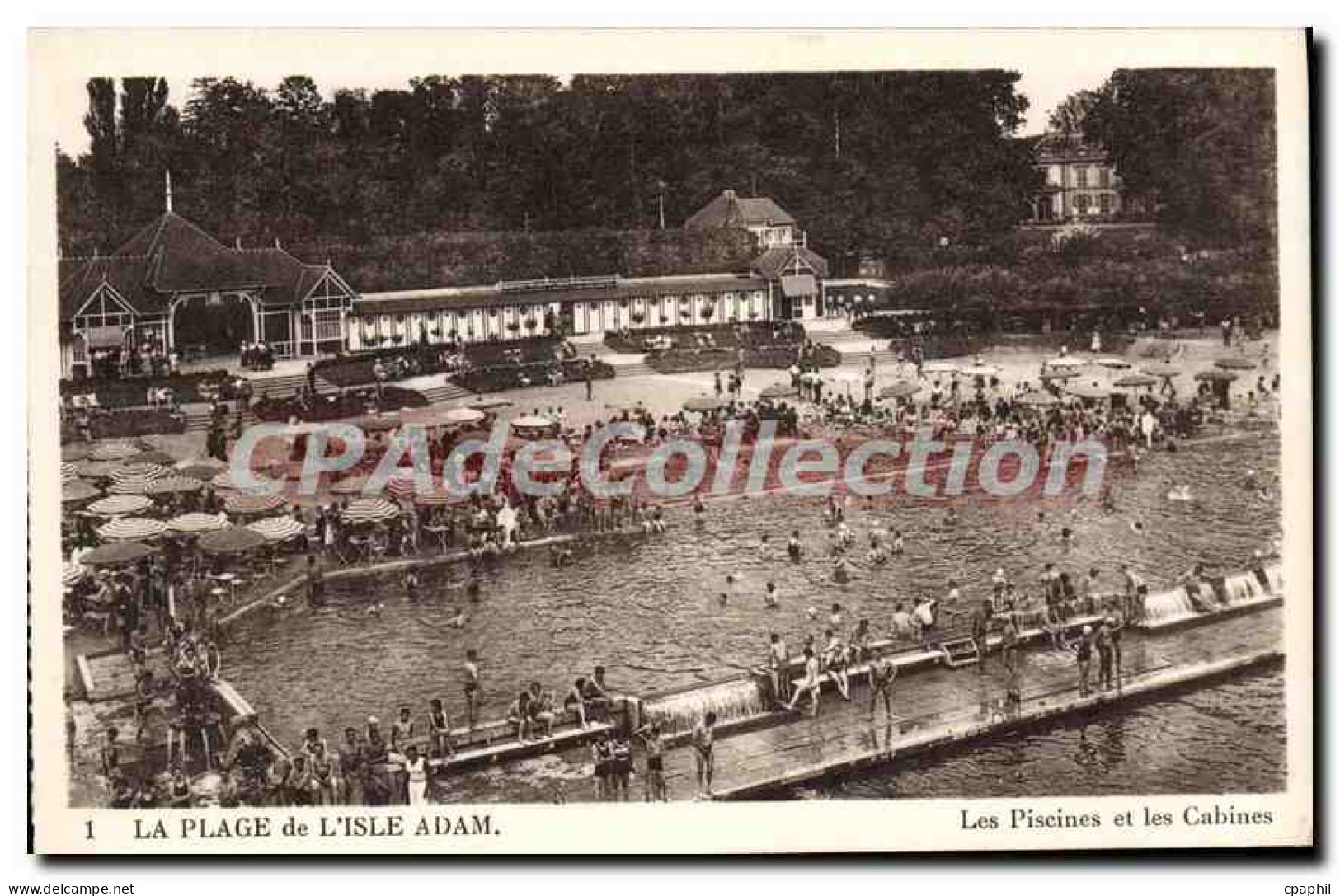 CPA L'Isle Adam Les Piscines Et Les Cabines