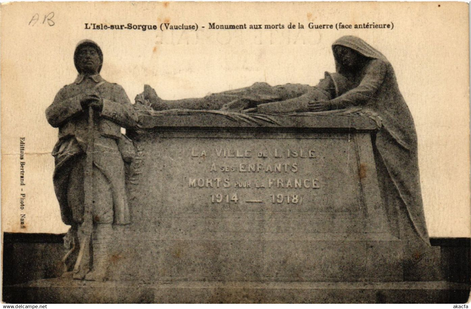 CPA L'ISLE-sur-SORGUE - Mon. sur morts de la Guerre (face (512228)