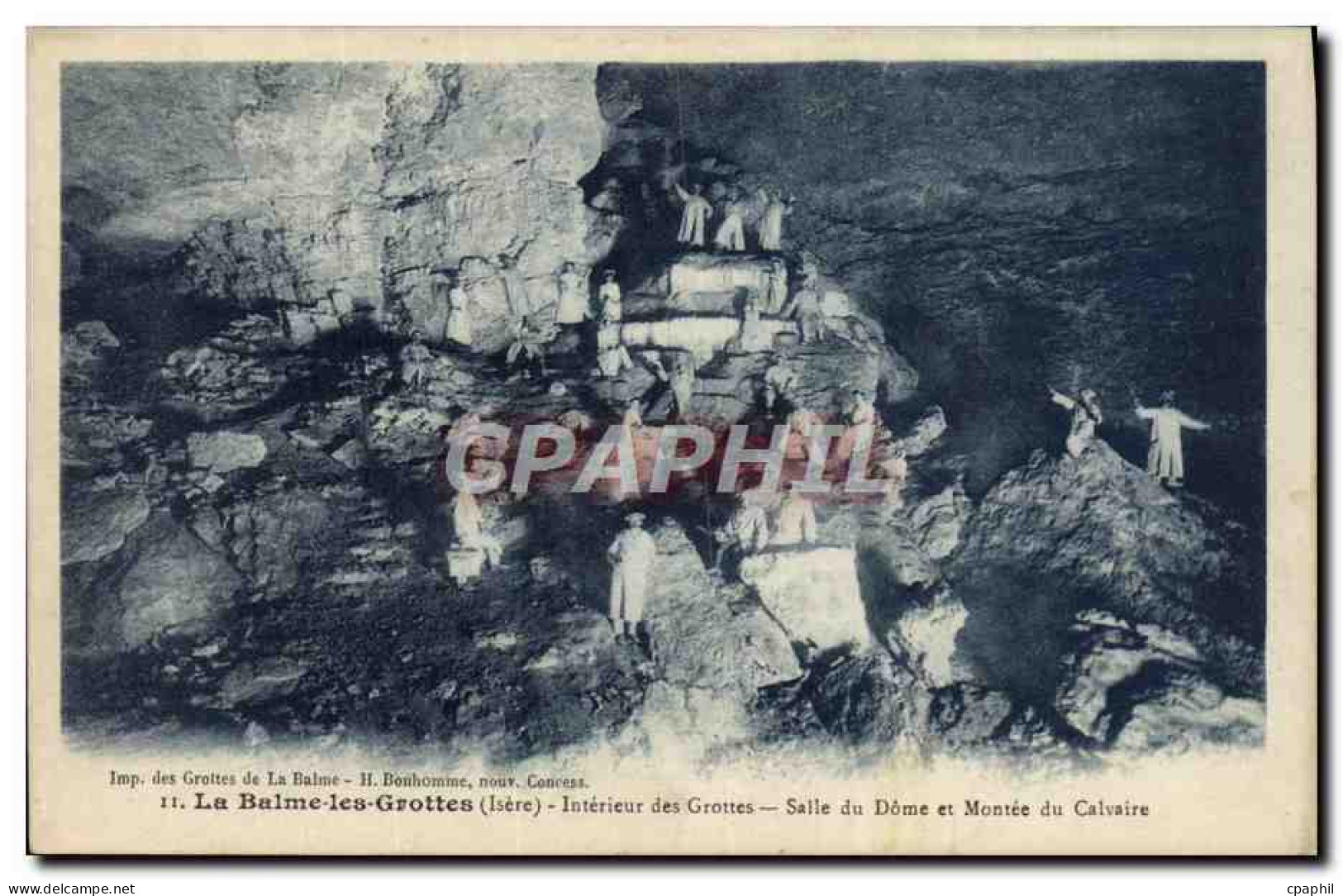 CPA La Balme Les Grottes Interieur des Grottes salle du dome et montee du calvaire